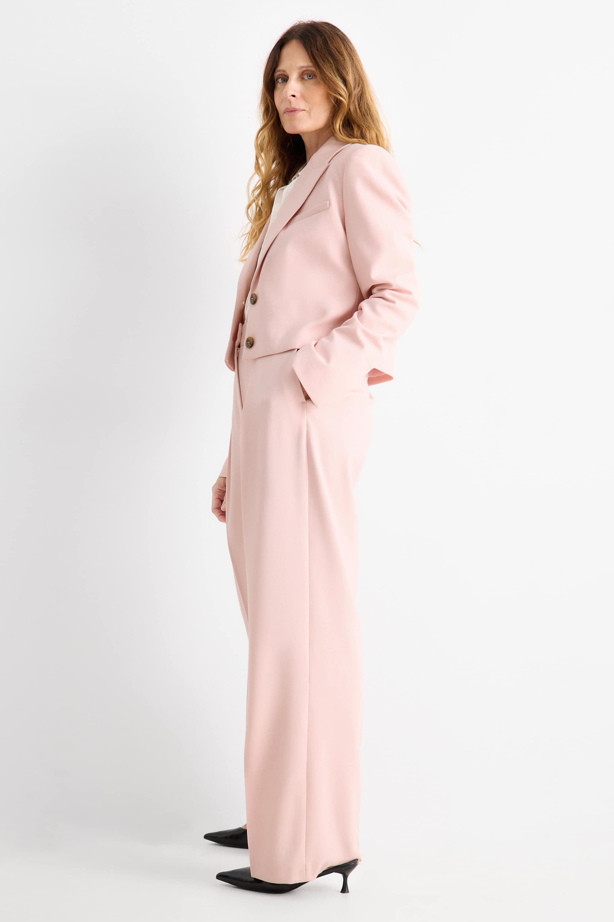 Business trousers - high-rise waist - regular fit rose