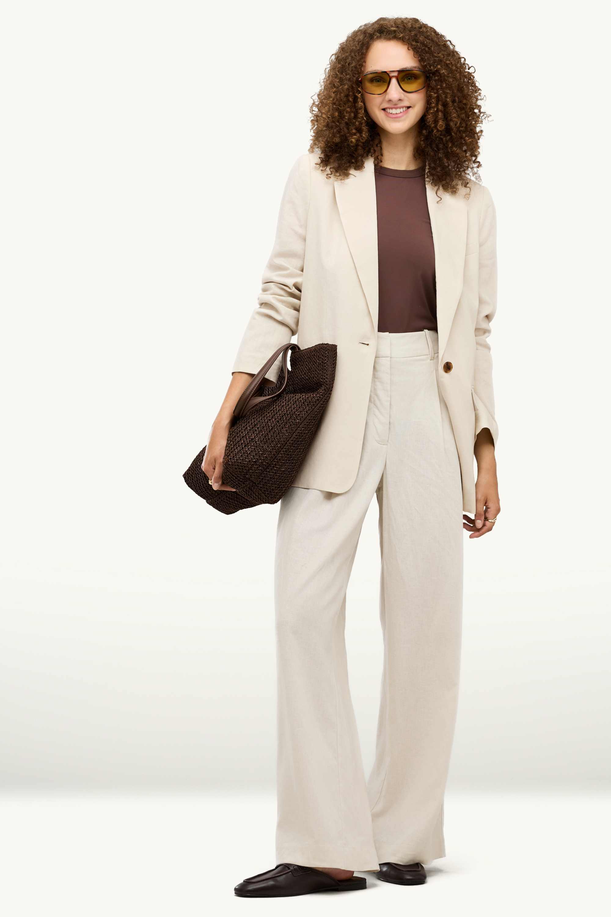 Business blazer with linen content - regular fit white