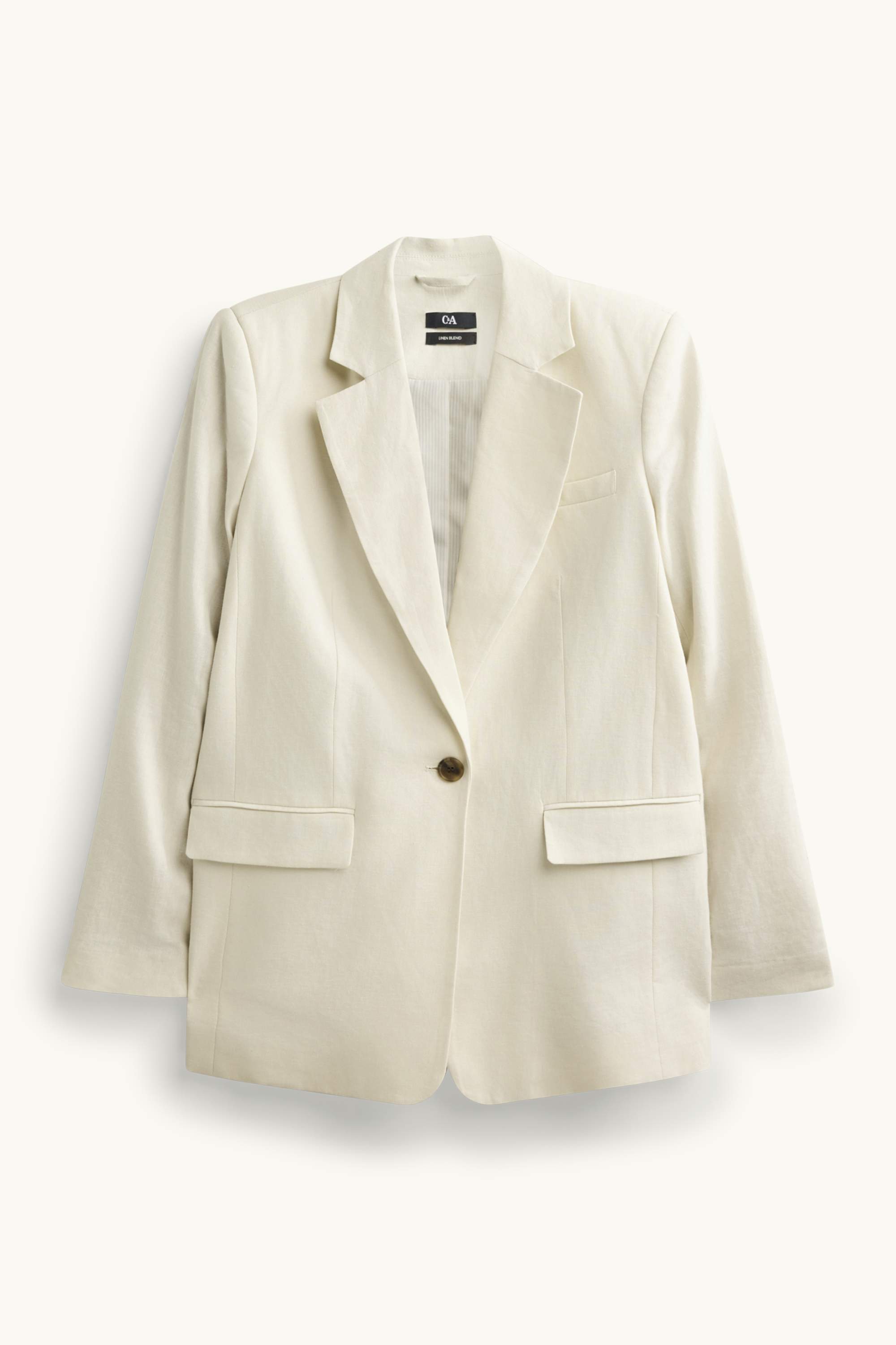 Business blazer with linen content - regular fit white