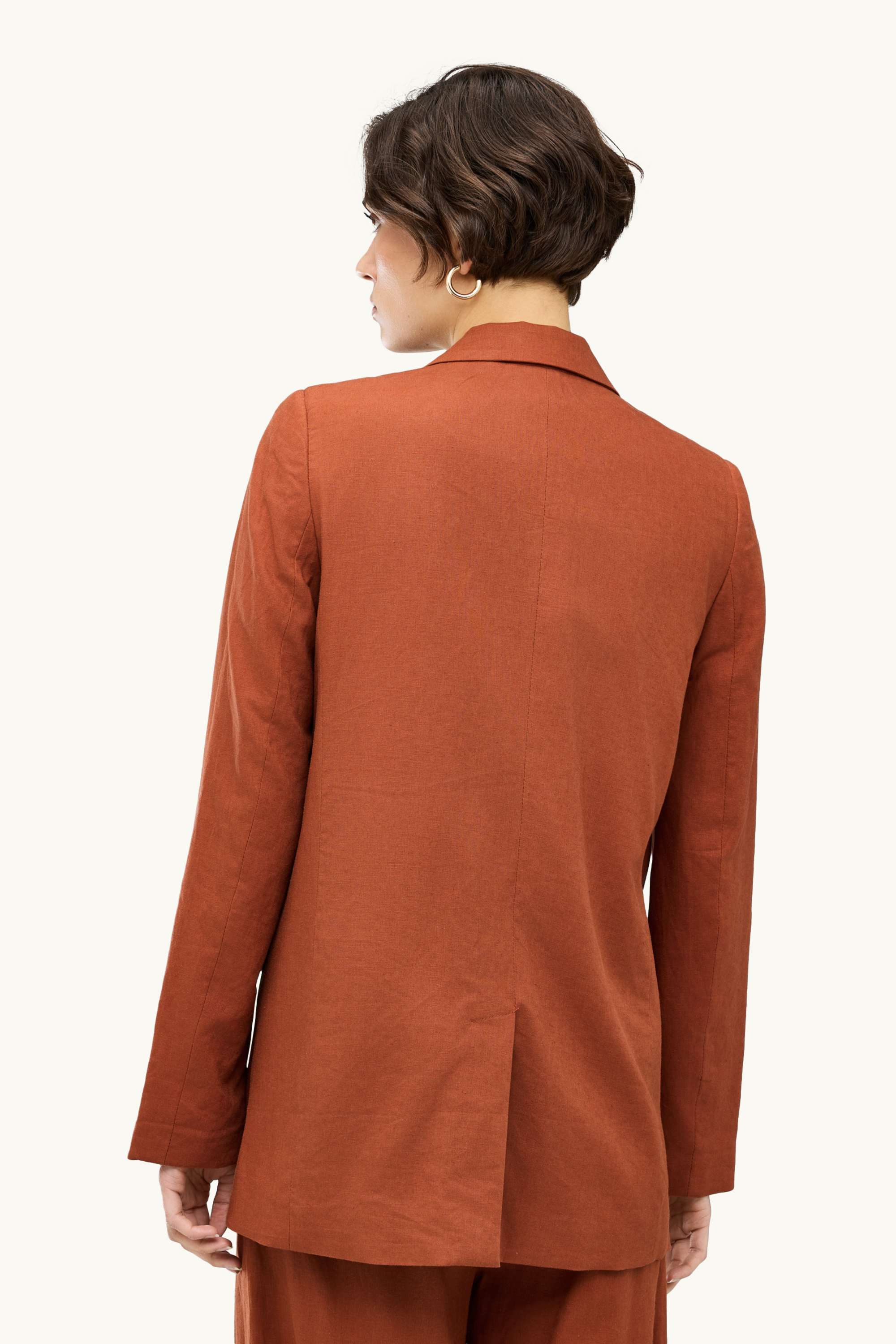 Business blazer with linen content - regular fit brown