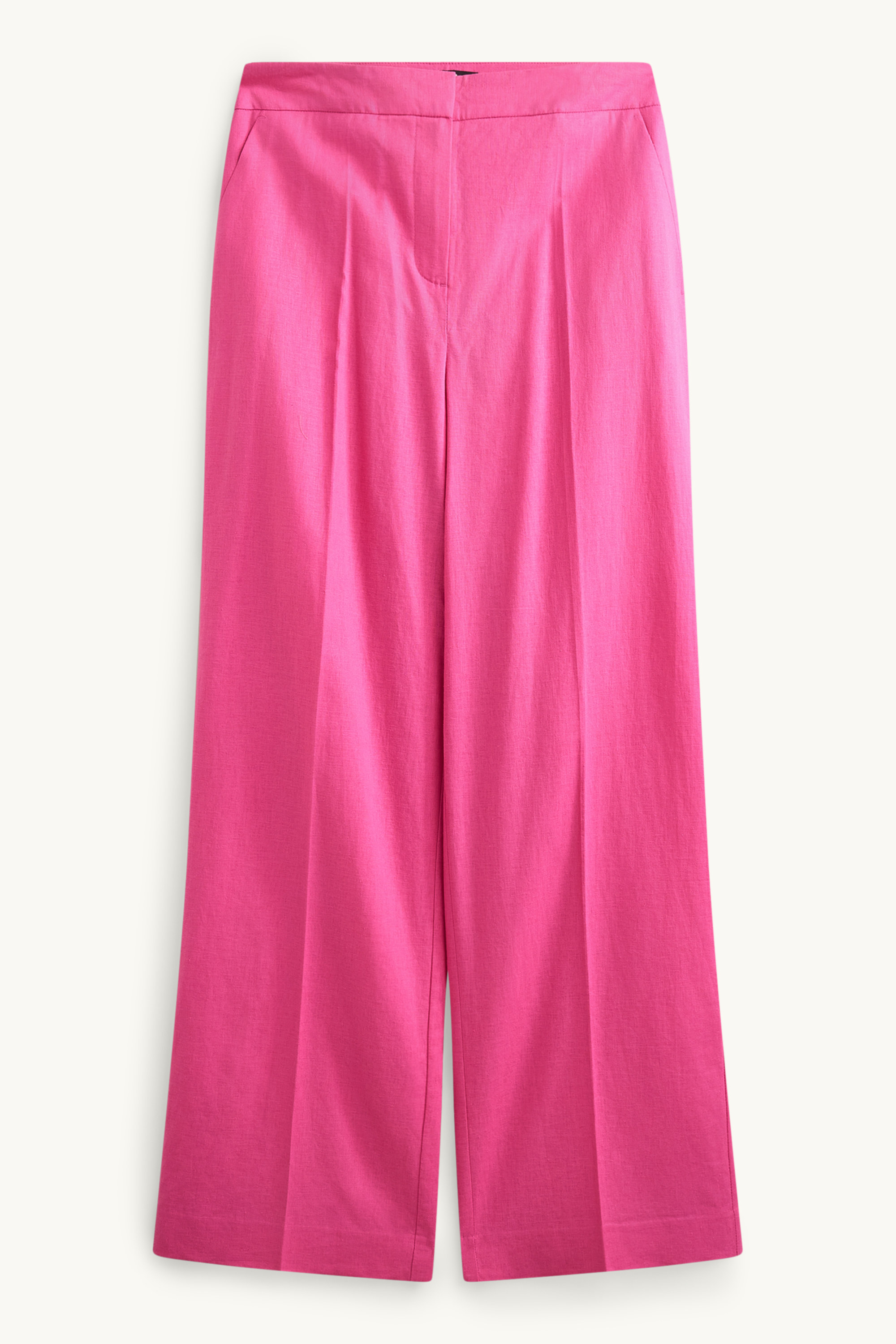 Cloth trousers - high-rise waist - wide leg - linen blend pink