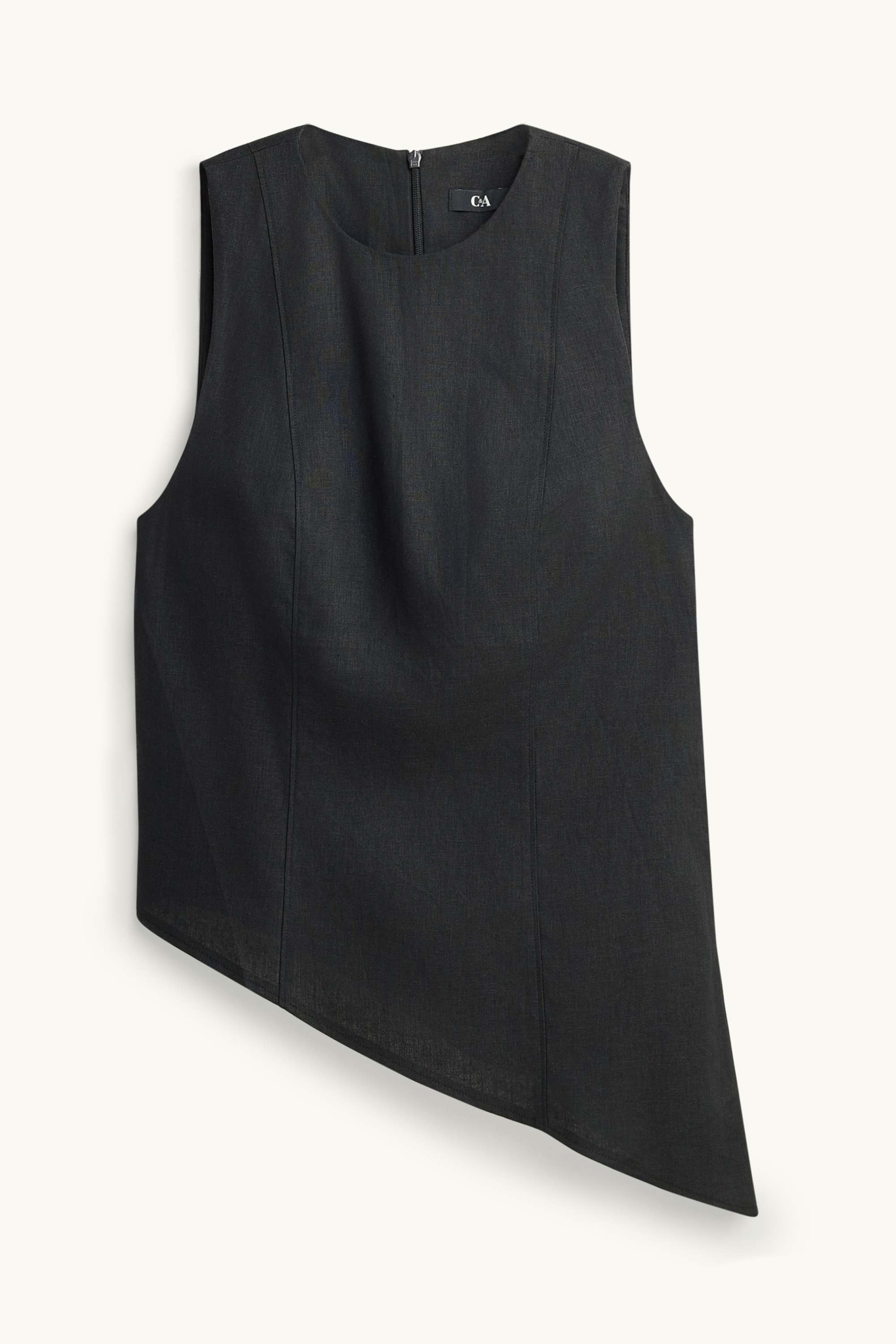 Blouse top - linen blend black