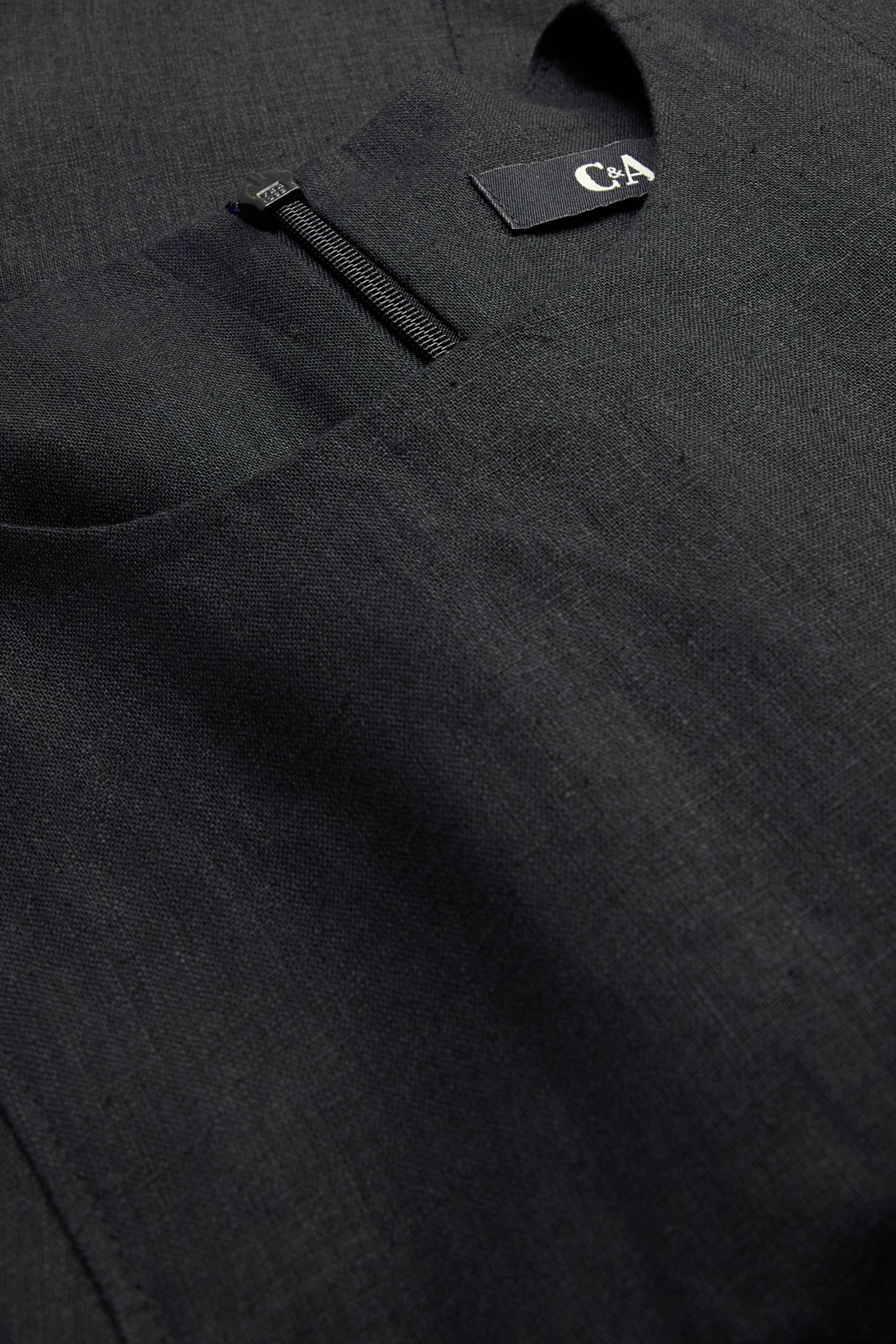 Blouse top - linen blend black