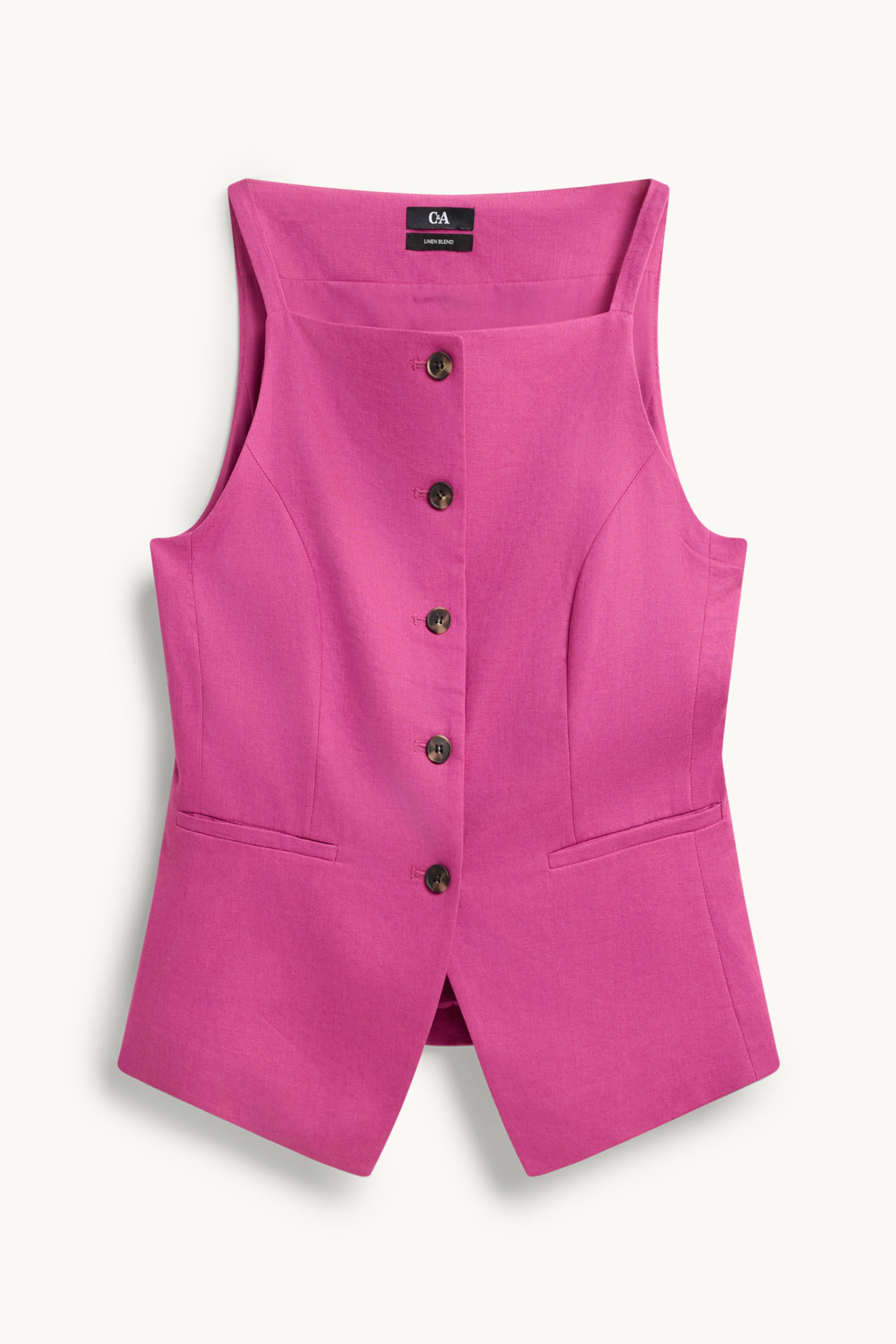 Business waistcoat - fitted - linen blend pink