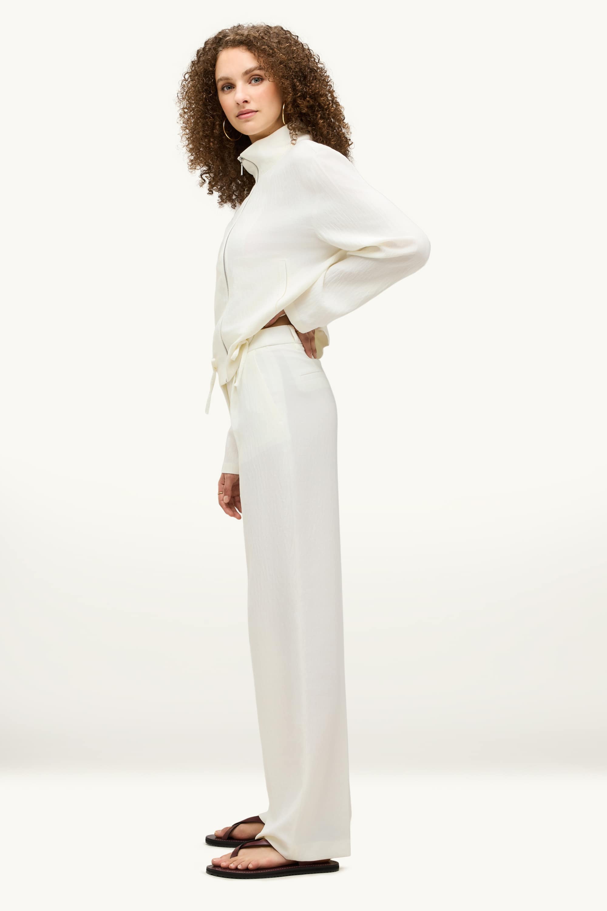 Business trousers - high-rise waist - regular fit cremewhite