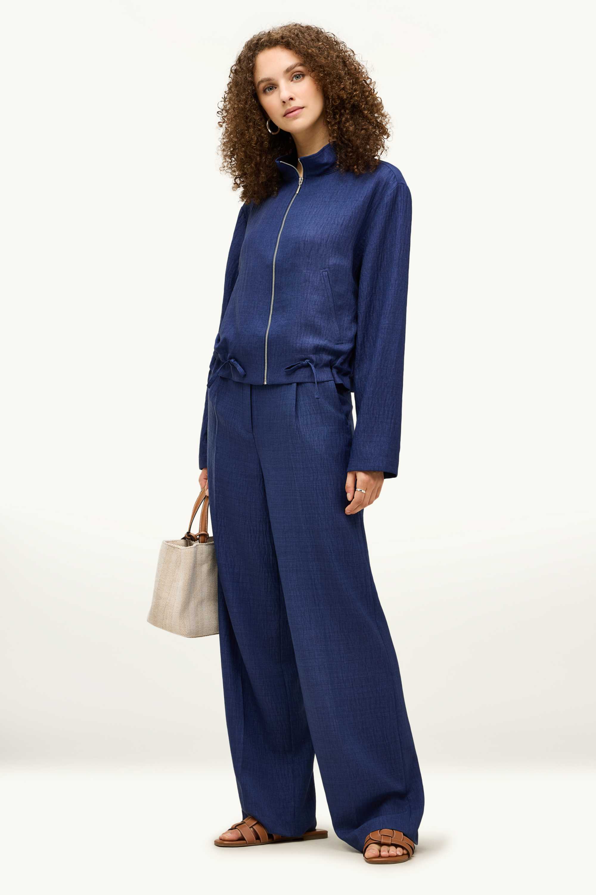 Business trousers - high-rise waist - regular fit dark blue