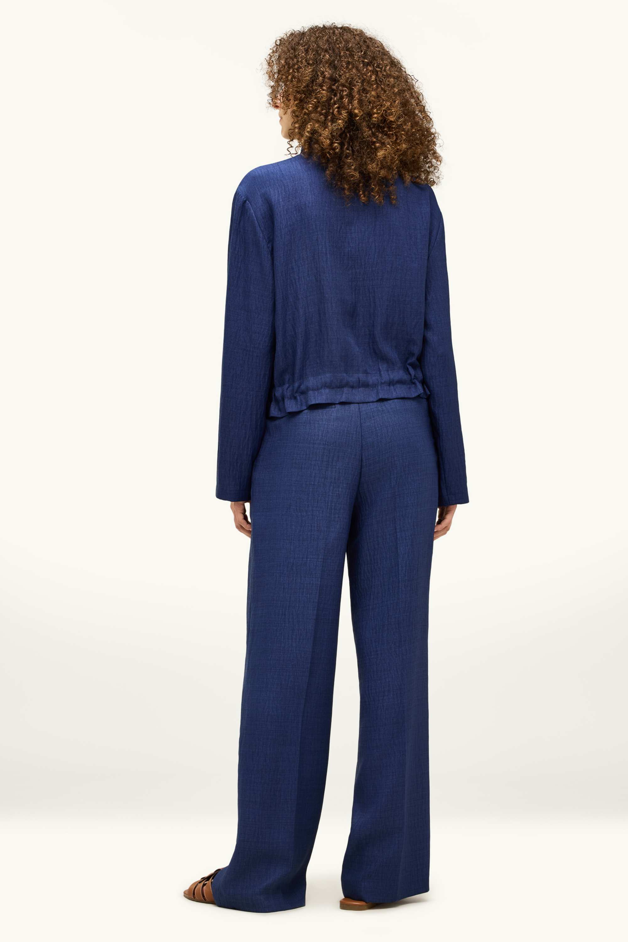 Business trousers - high-rise waist - regular fit dark blue