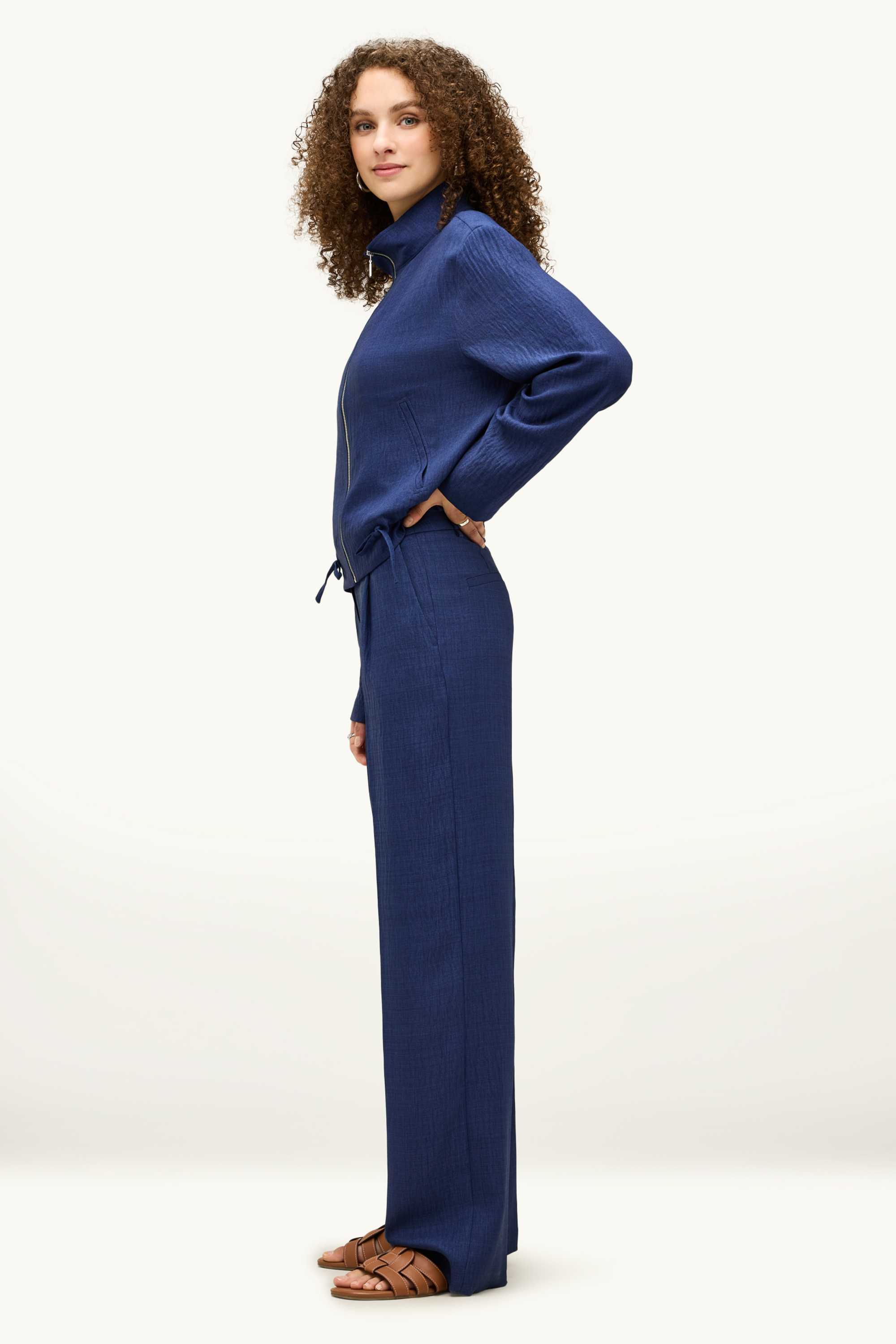 Business trousers - high-rise waist - regular fit dark blue