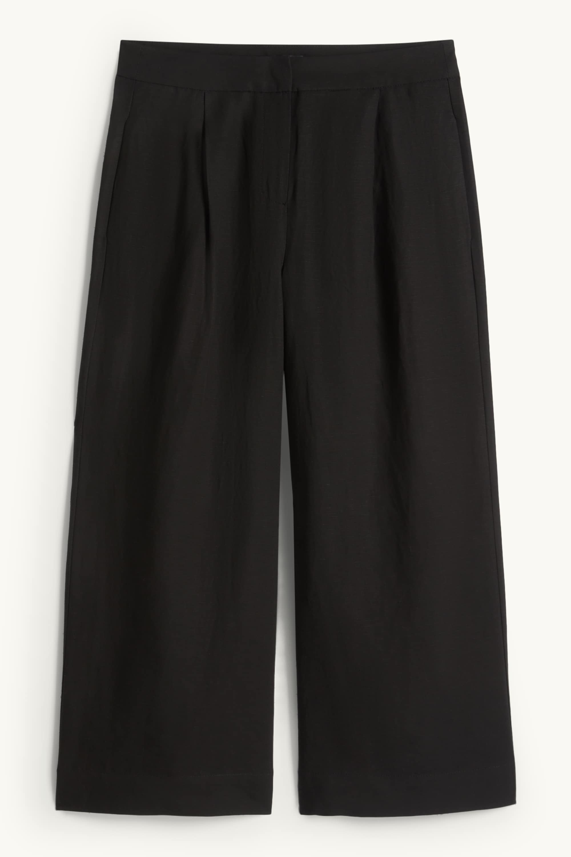 Business trousers with linen content - high waist - wide leg black