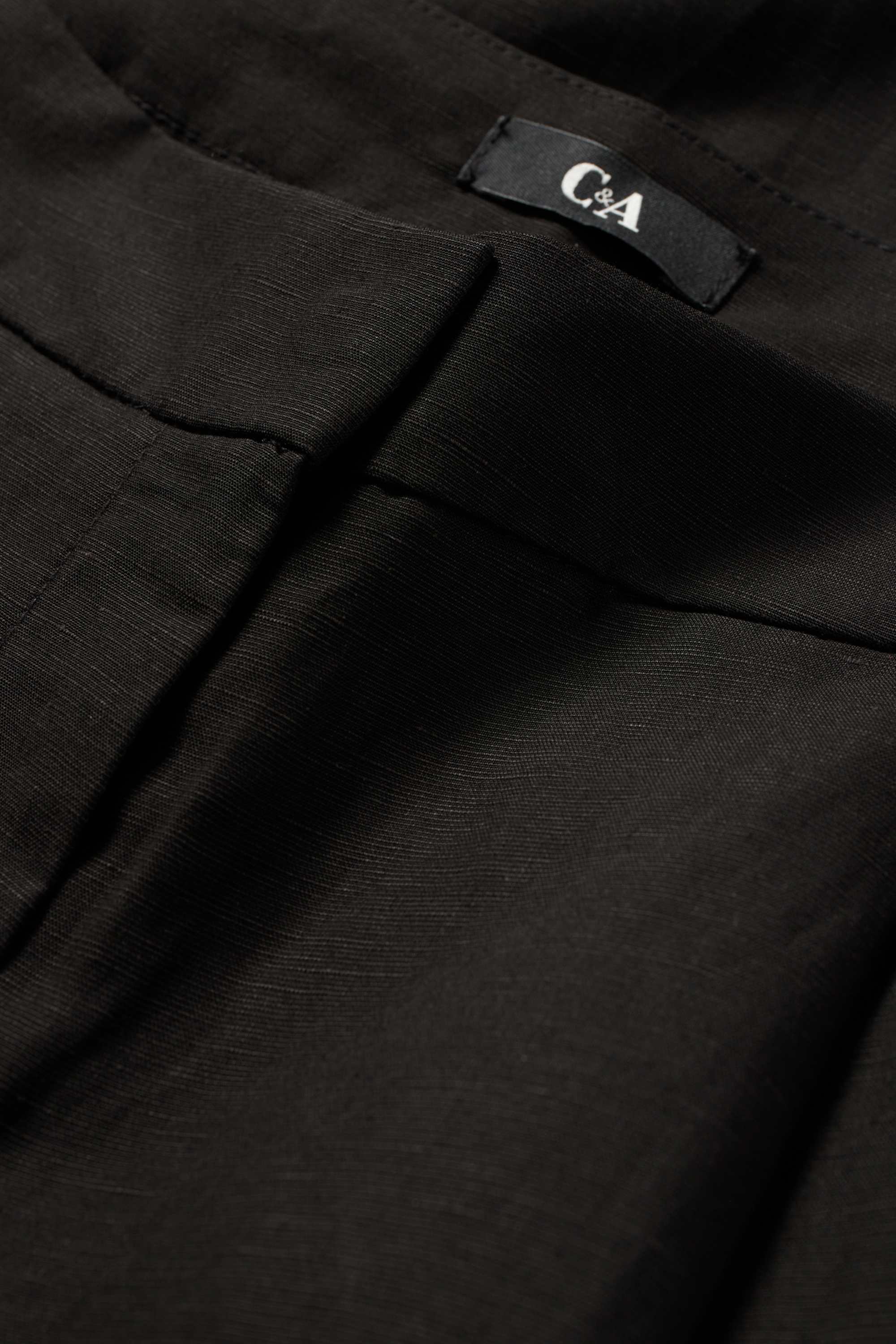 Business trousers with linen content - high waist - wide leg black