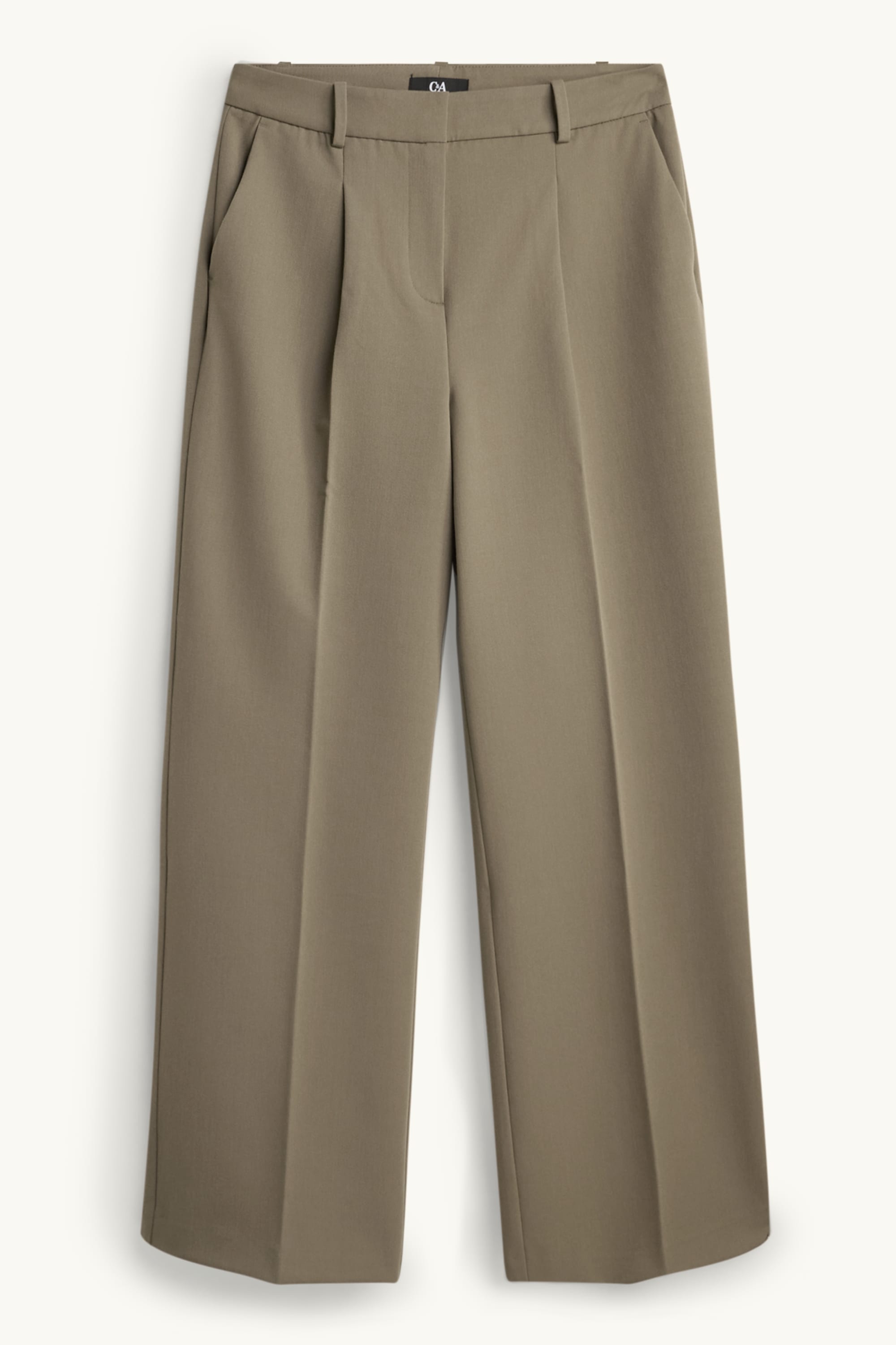 Cloth trousers - high waist - wide leg khaki
