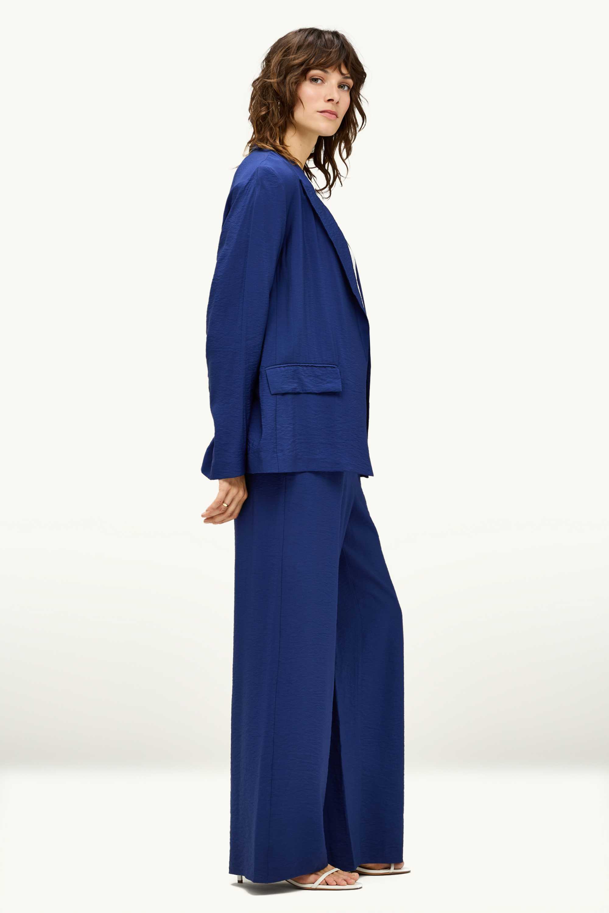 Business trousers - high waist - wide leg dark blue
