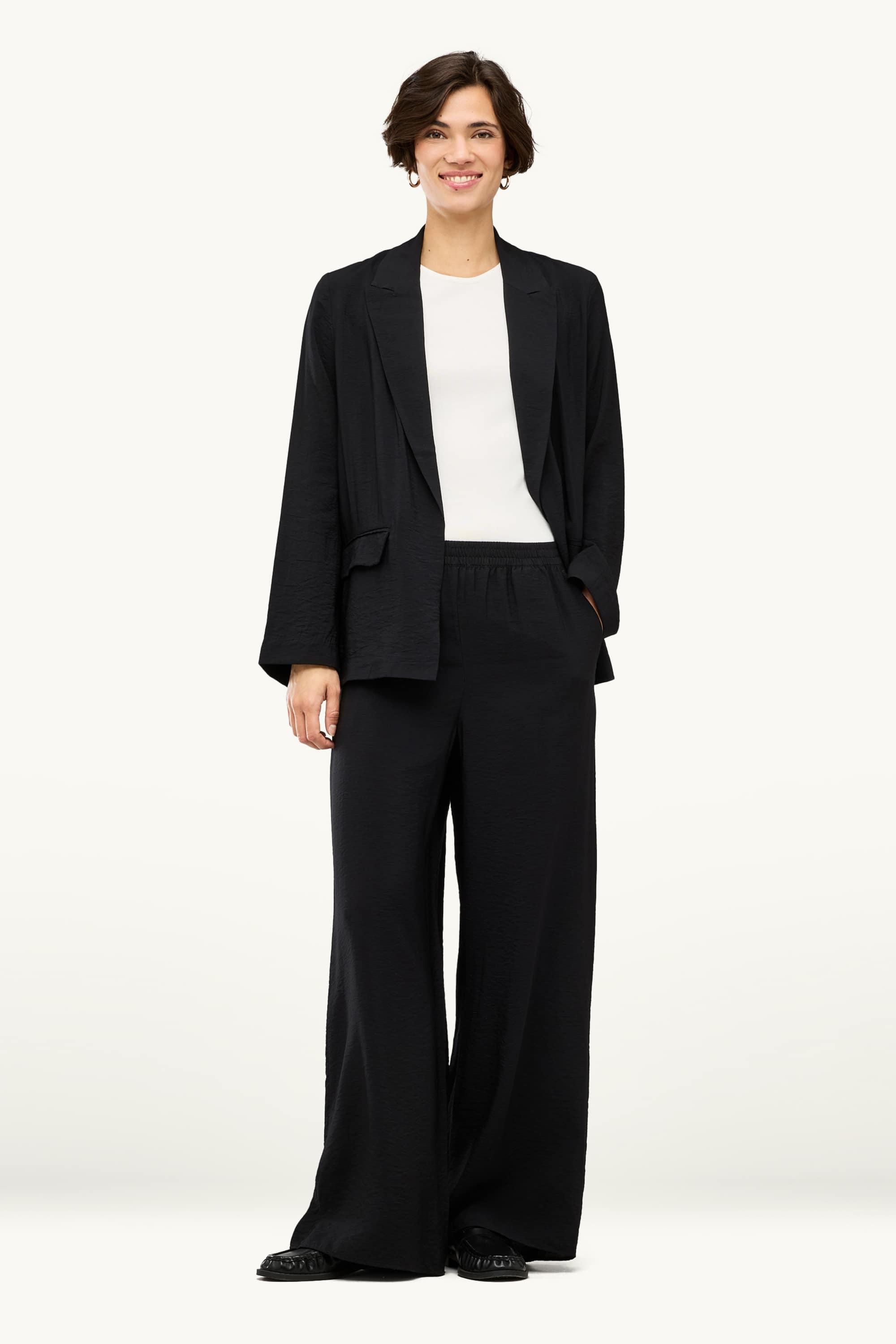 Business trousers - high waist - wide leg black