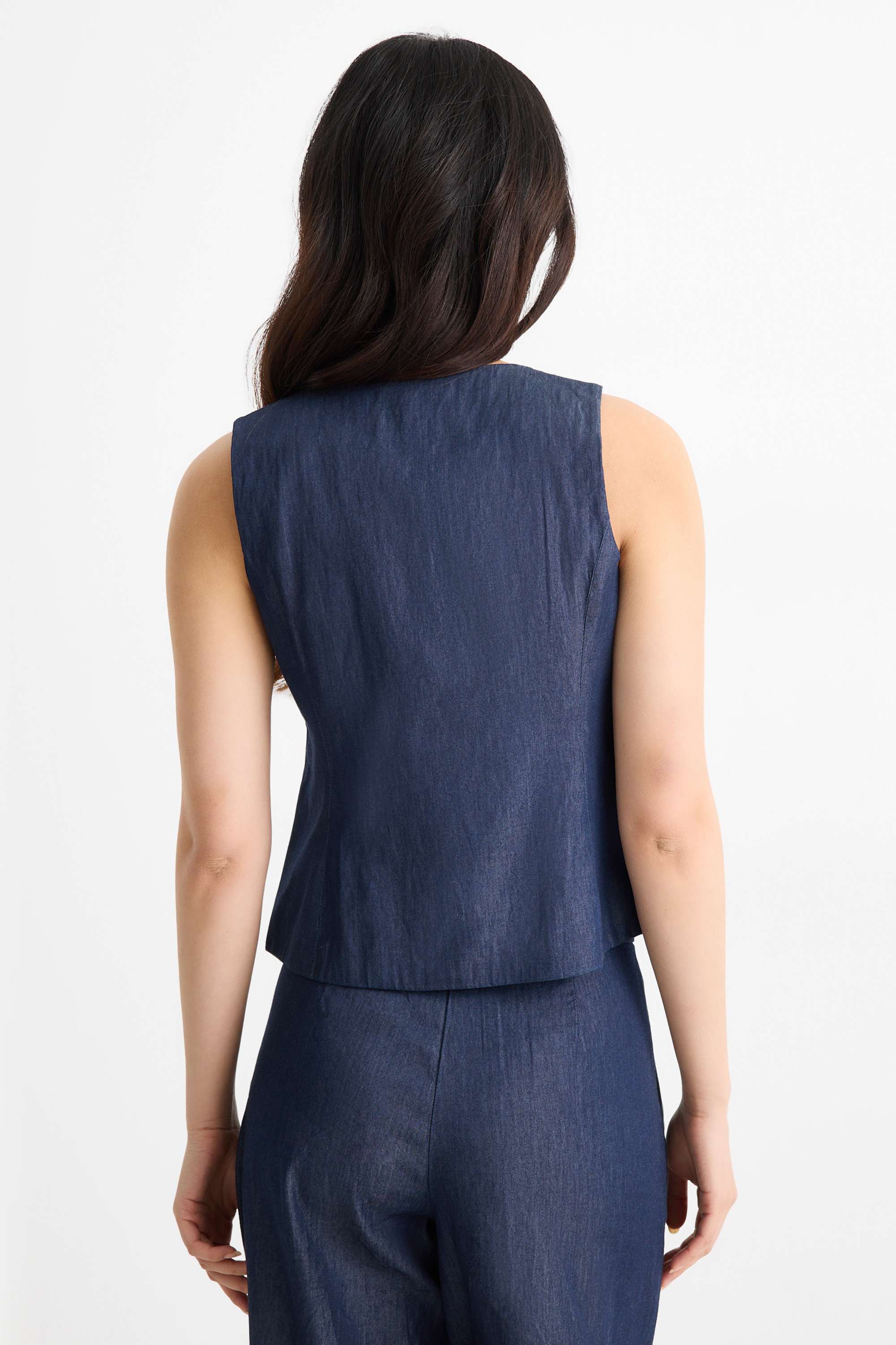 Denim waistcoat - fitted dark blue