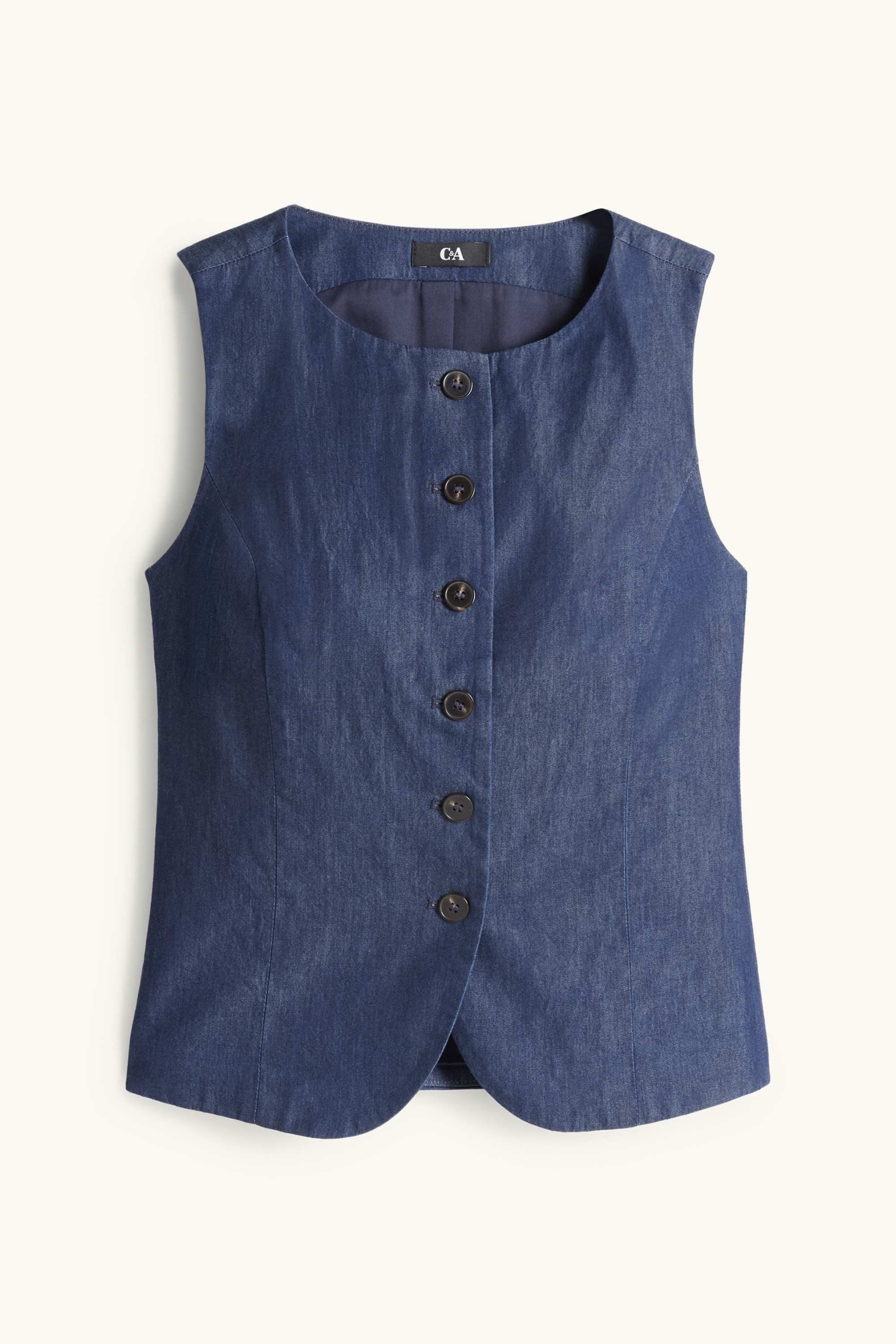 Denim waistcoat - fitted dark blue