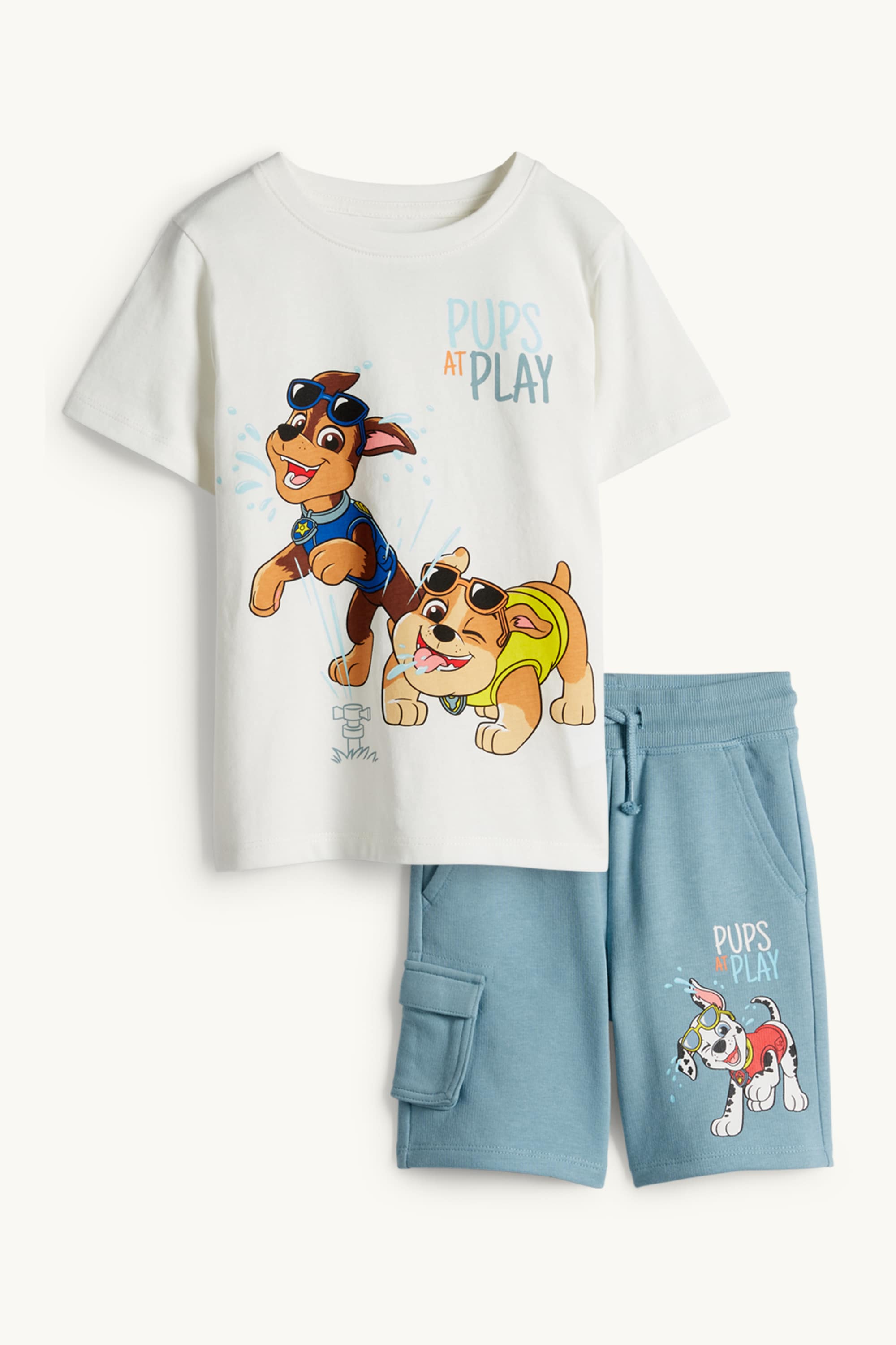 PAW Patrol - set - short sleeve T-shirt and cargo sweat shorts white / blue
