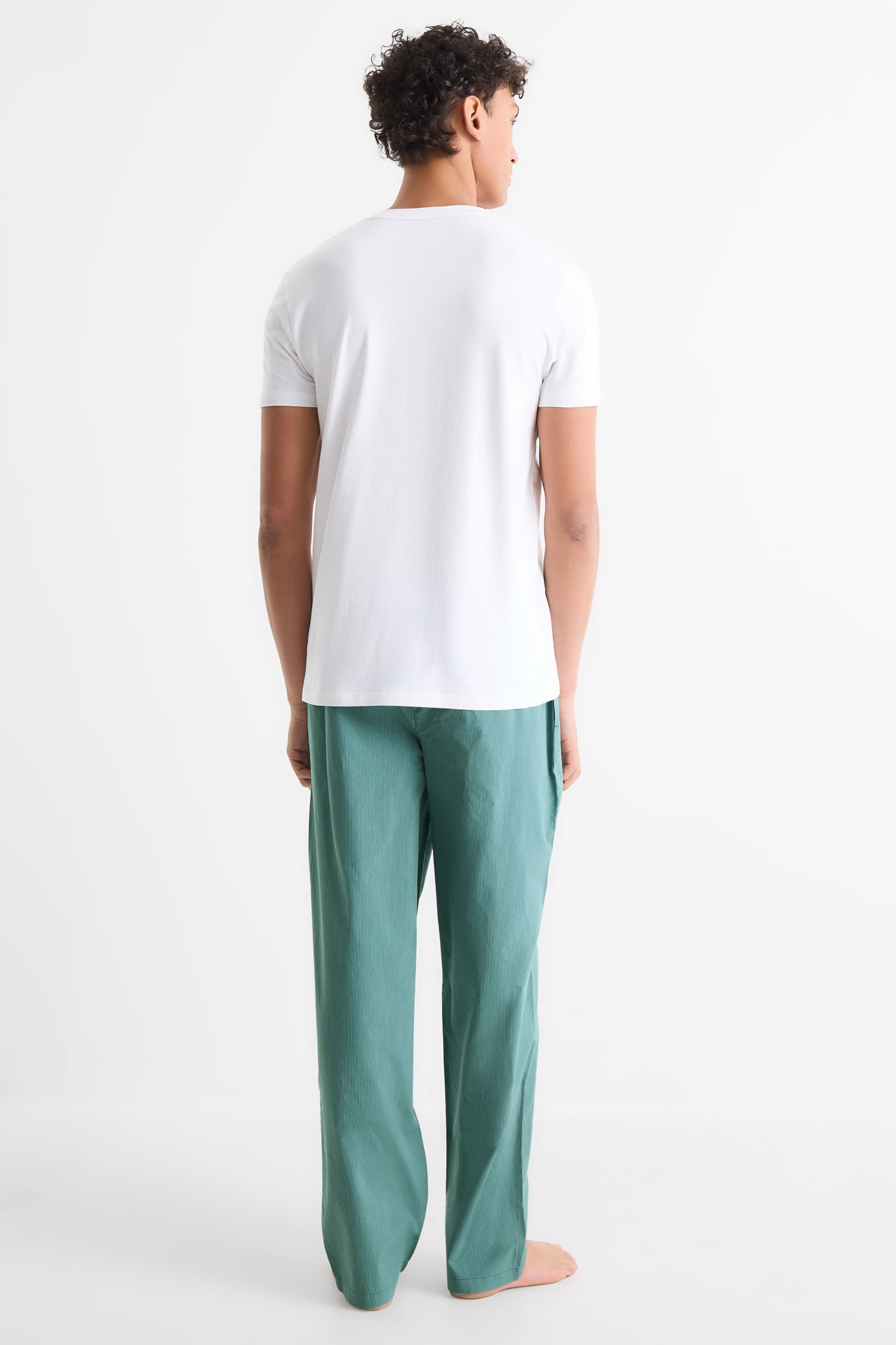 Pyjama bottoms - striped dark green