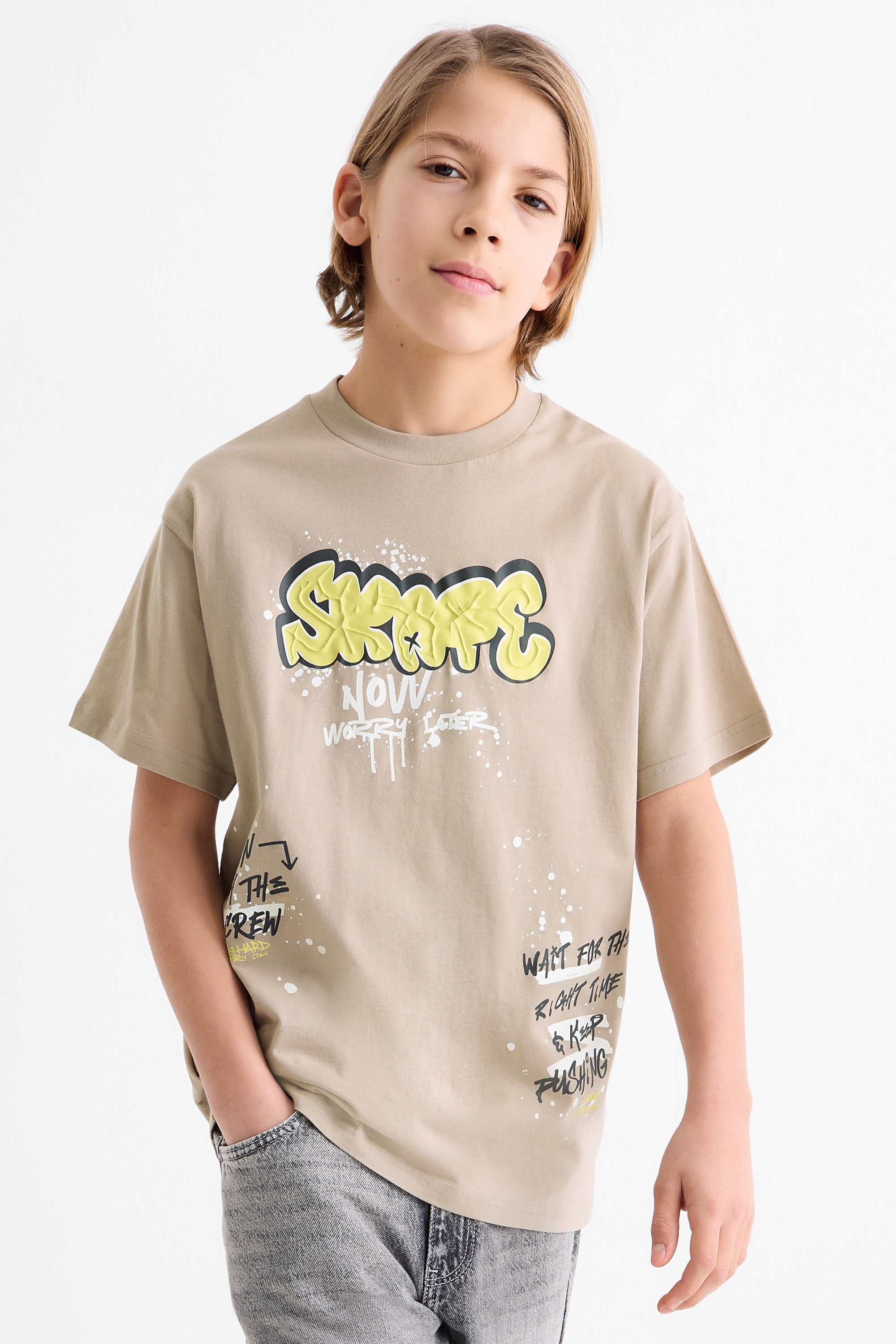 Multipack of 2 - graffiti - short sleeve T-shirt white / beige
