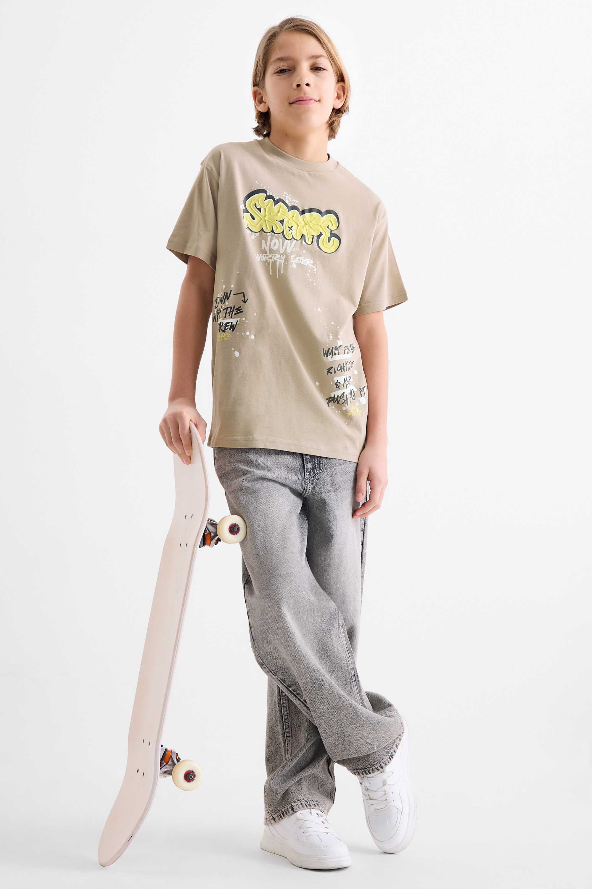 Multipack of 2 - graffiti - short sleeve T-shirt white / beige