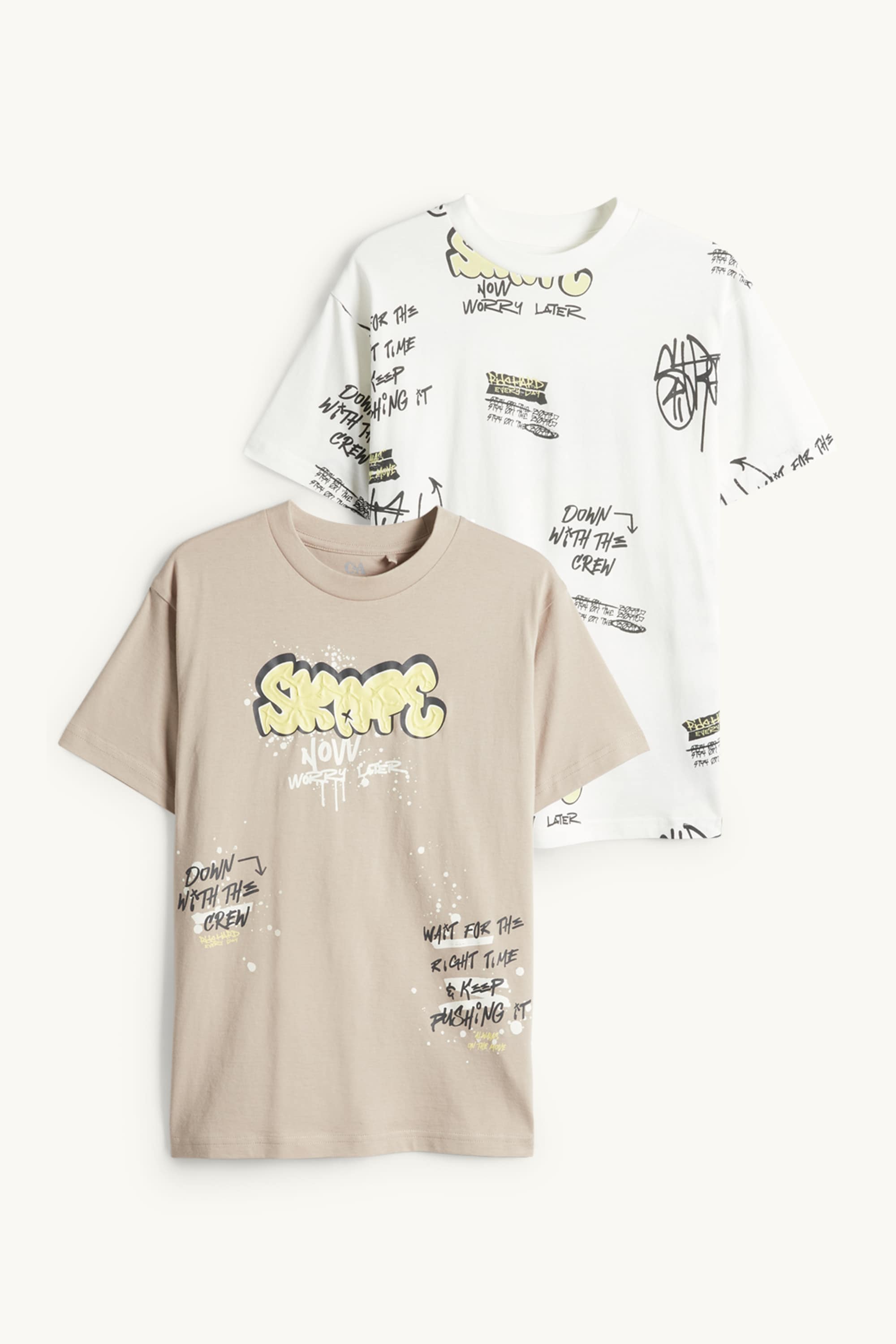 Multipack of 2 - graffiti - short sleeve T-shirt white / beige