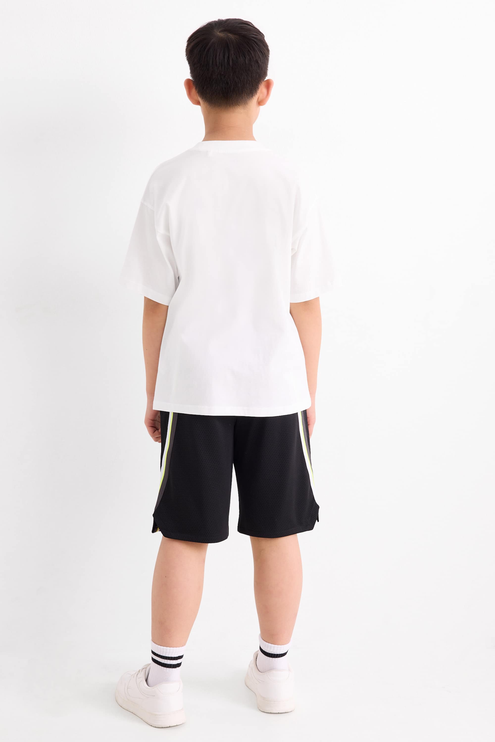 BMX - set - short sleeve T-shirt and shorts - 2 piece white / black