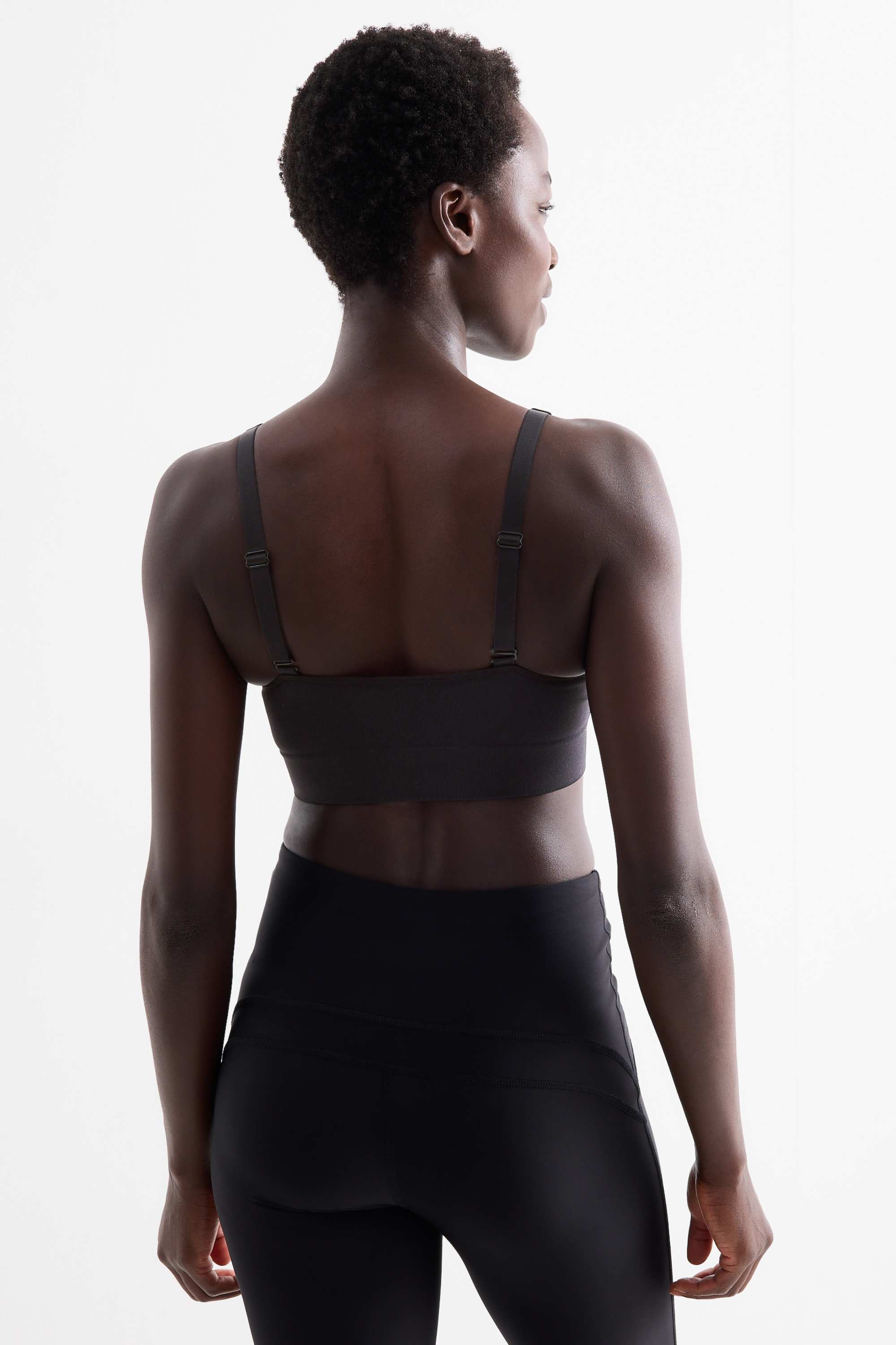 Sports bra - padded - ribbed - seamless black