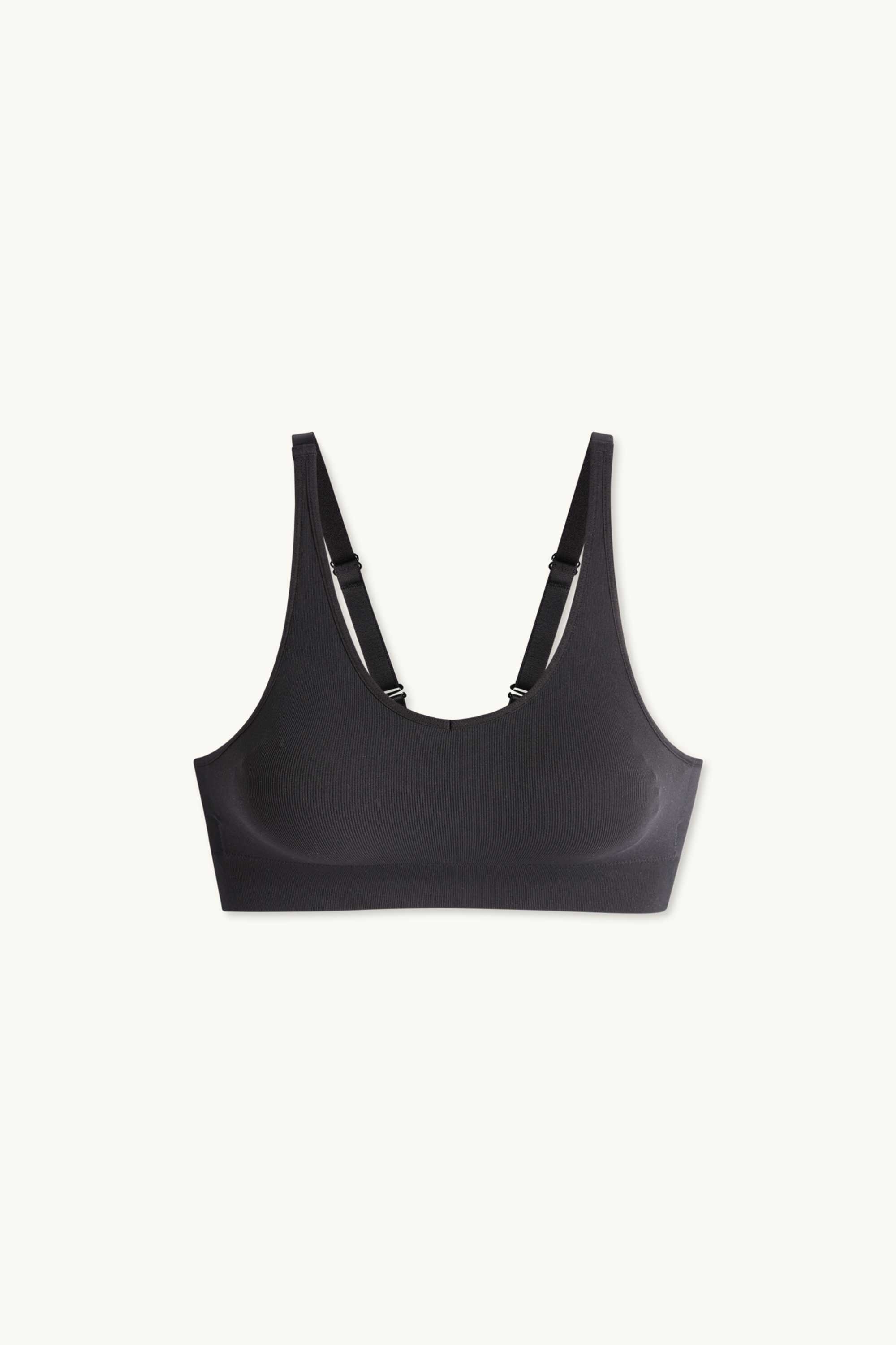 Sports bra - padded - ribbed - seamless black