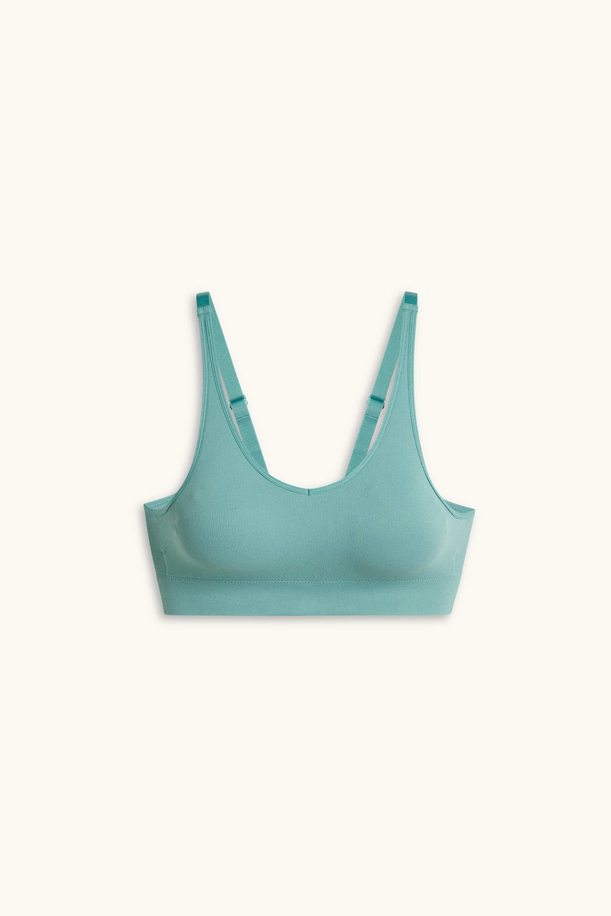 Sports bra - padded - ribbed - seamless green