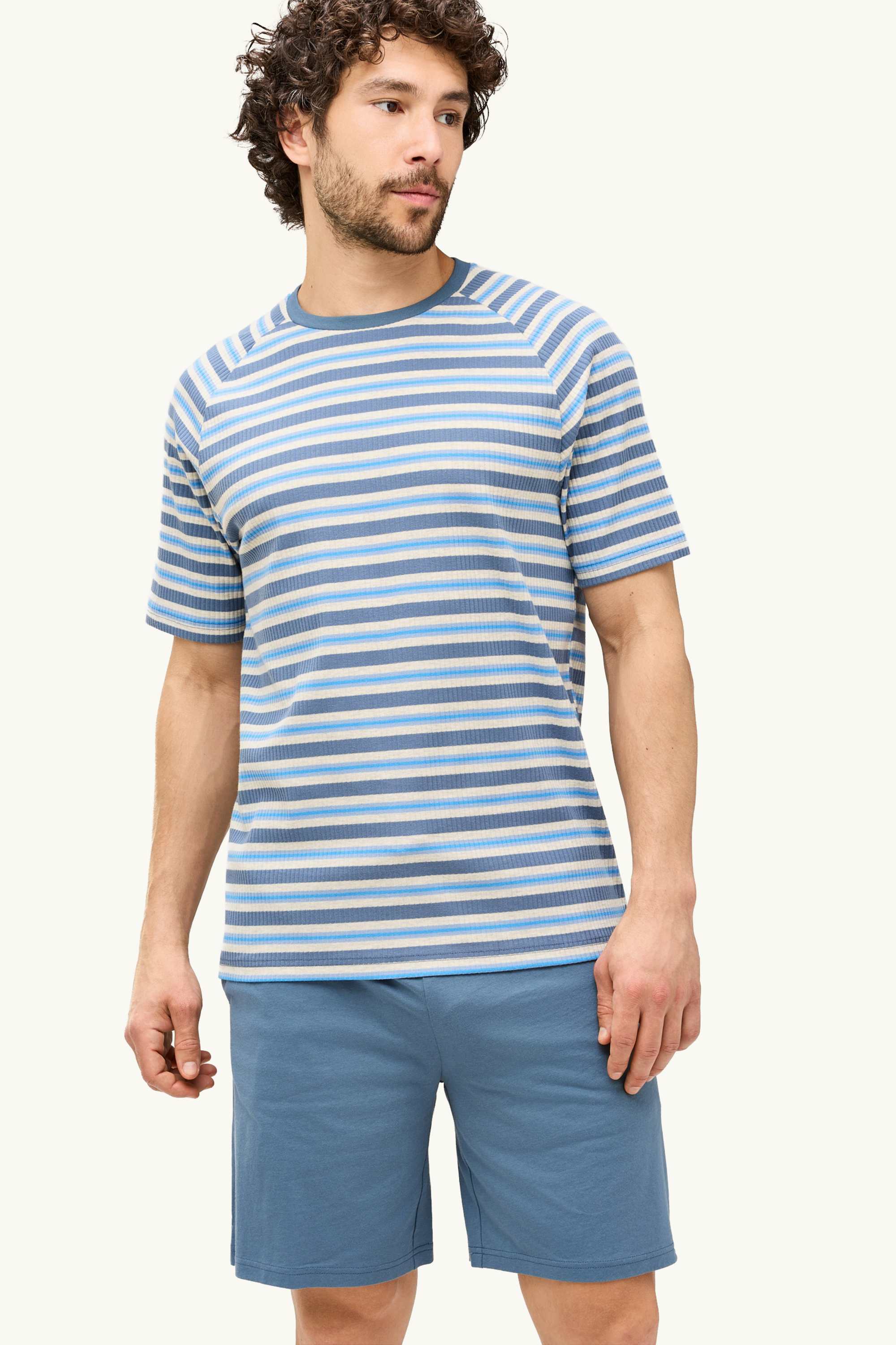 Short pyjamas - 2 piece blue / white