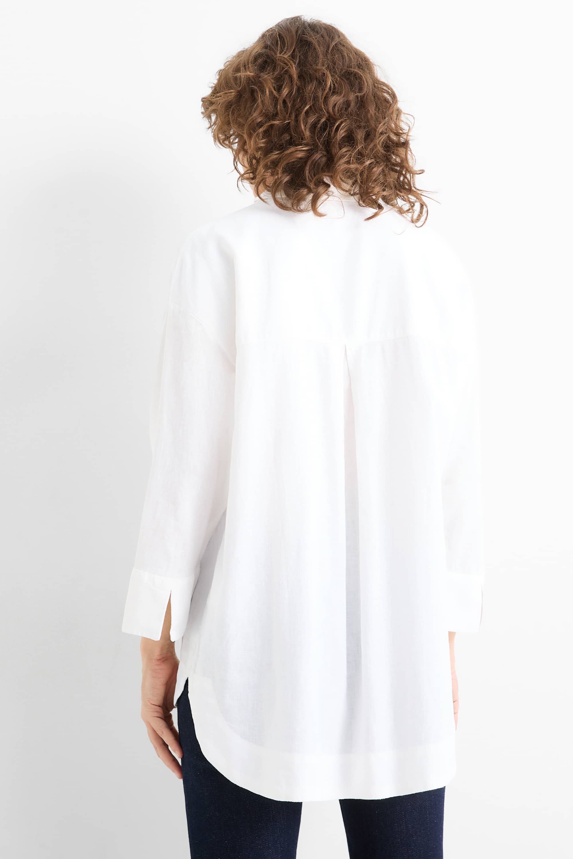 Blouse - linen blend white