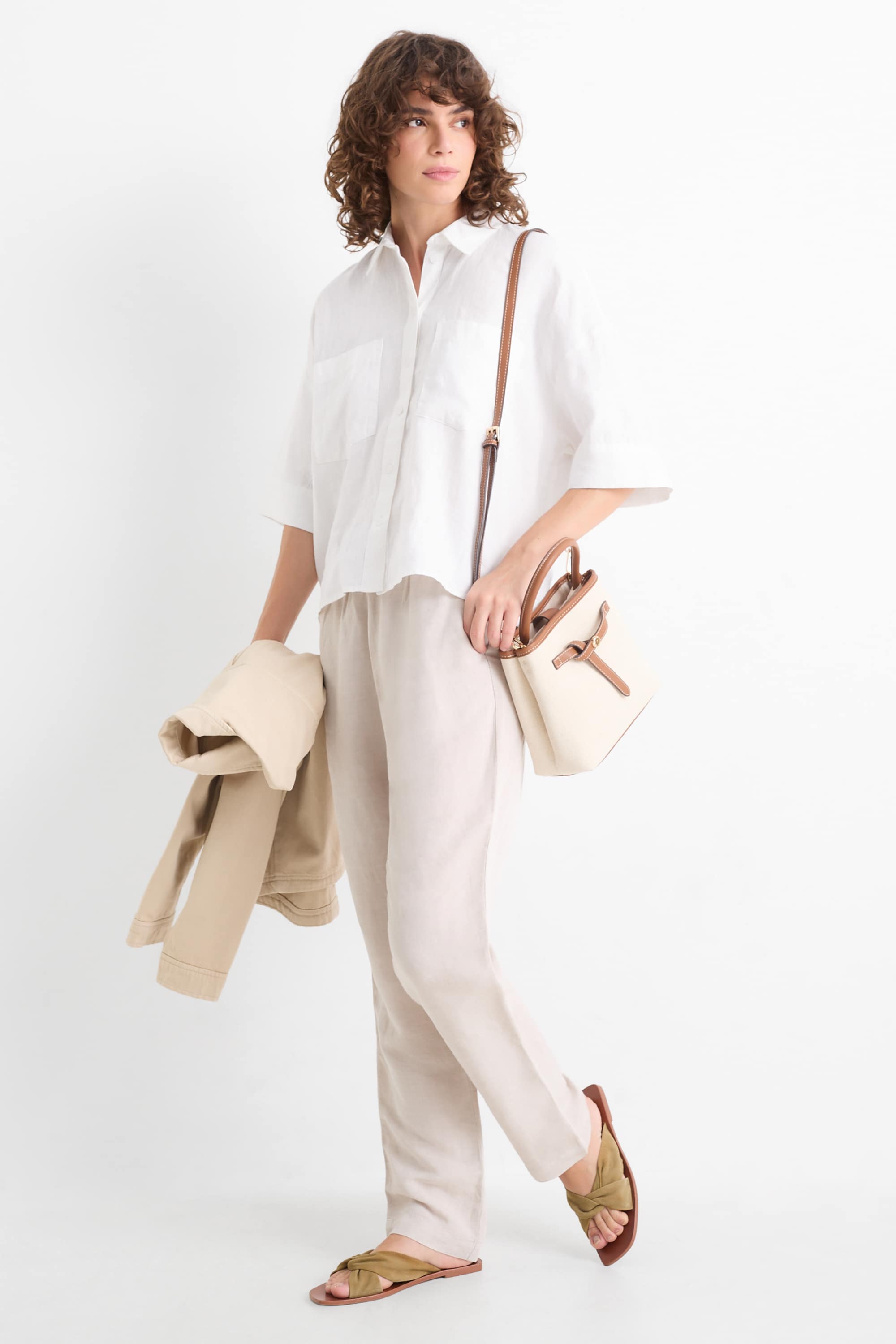 Linen shirt blouse white