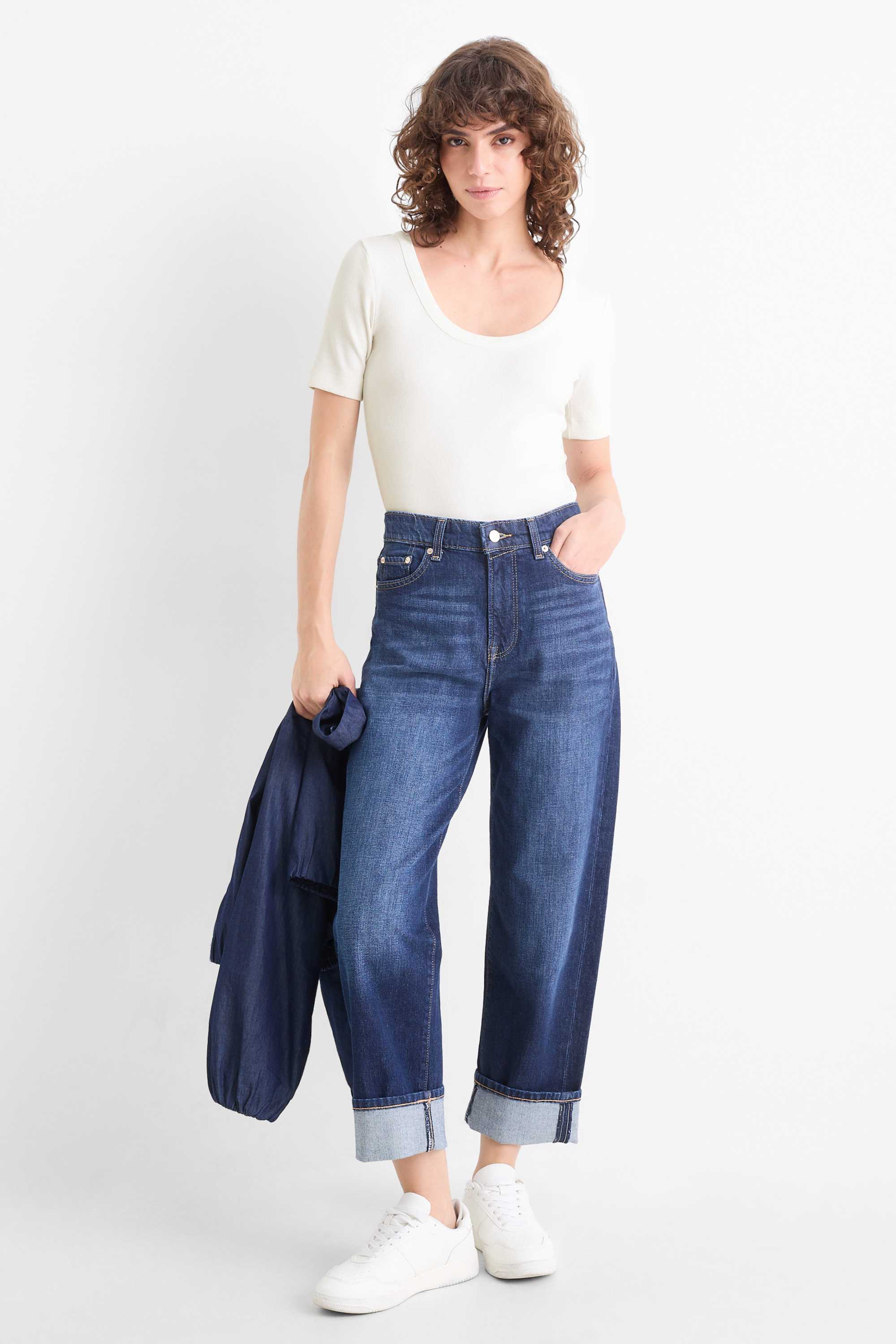 T-shirt - regular fit - ribbed white