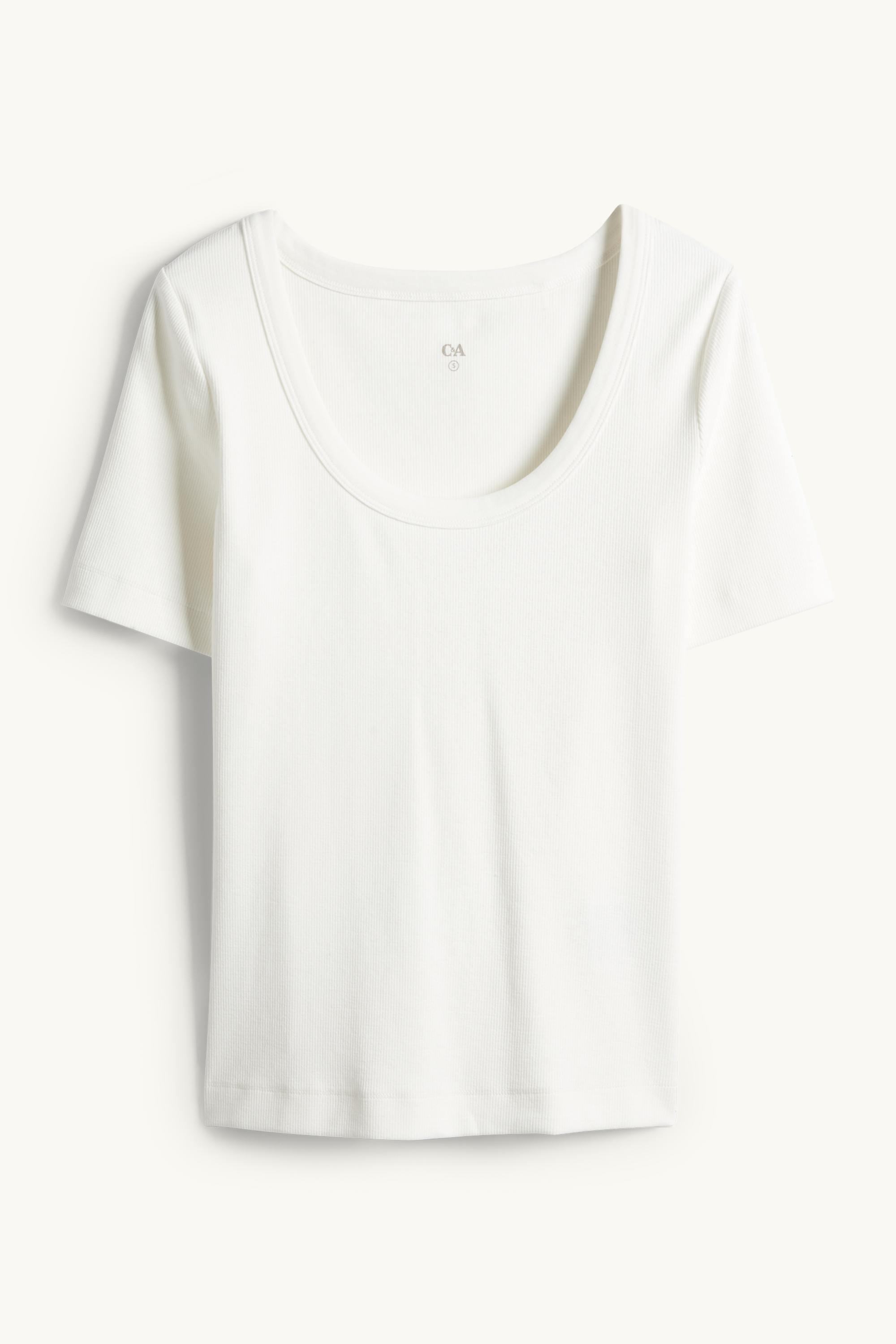 T-shirt - regular fit - ribbed white