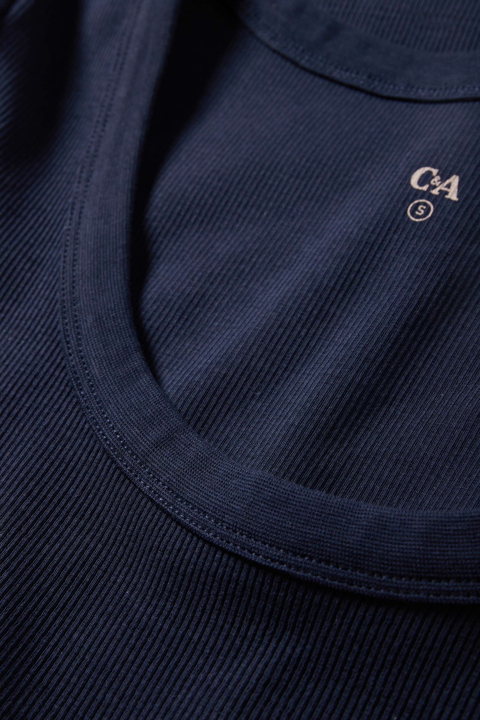 T-shirt - regular fit - ribbed dark blue