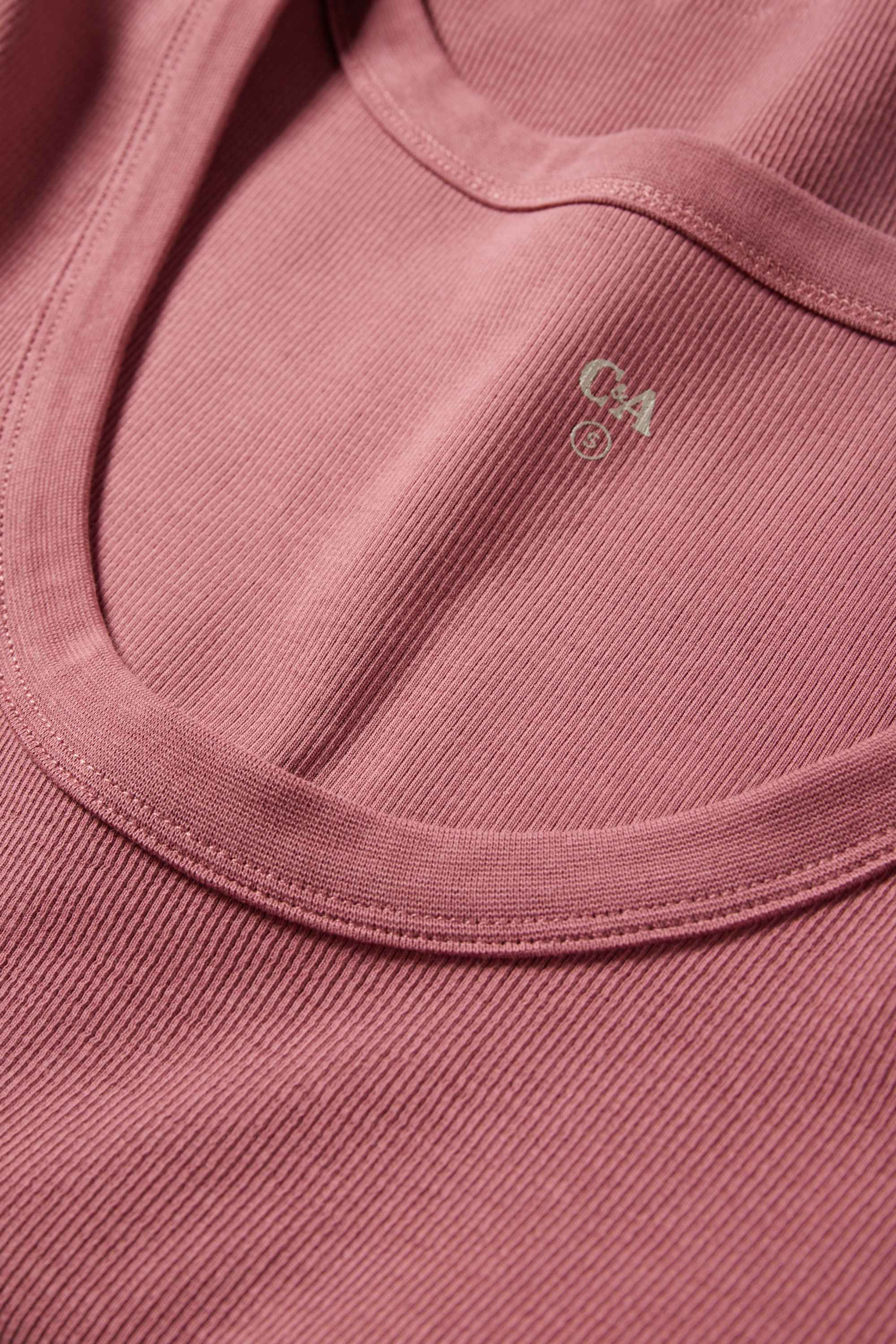 T-shirt - regular fit - ribbed dark rose