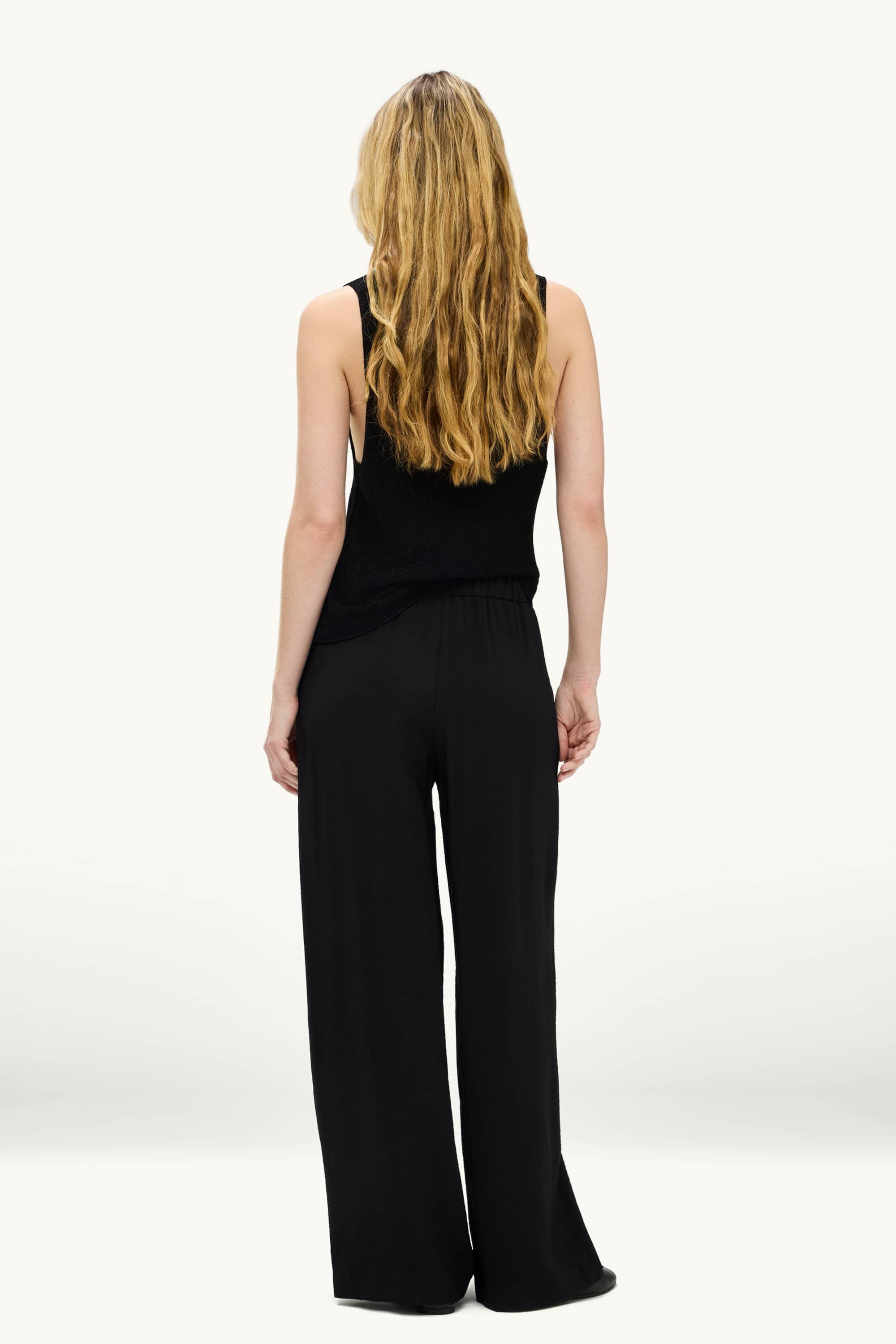 Cloth trousers - high waist - wide leg black