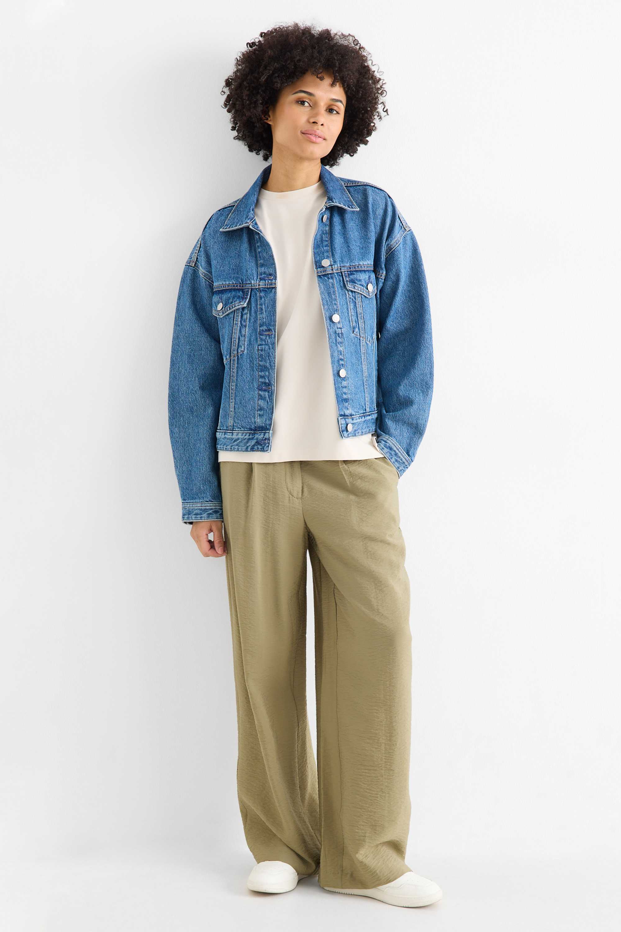 Cloth trousers - high waist - wide leg green
