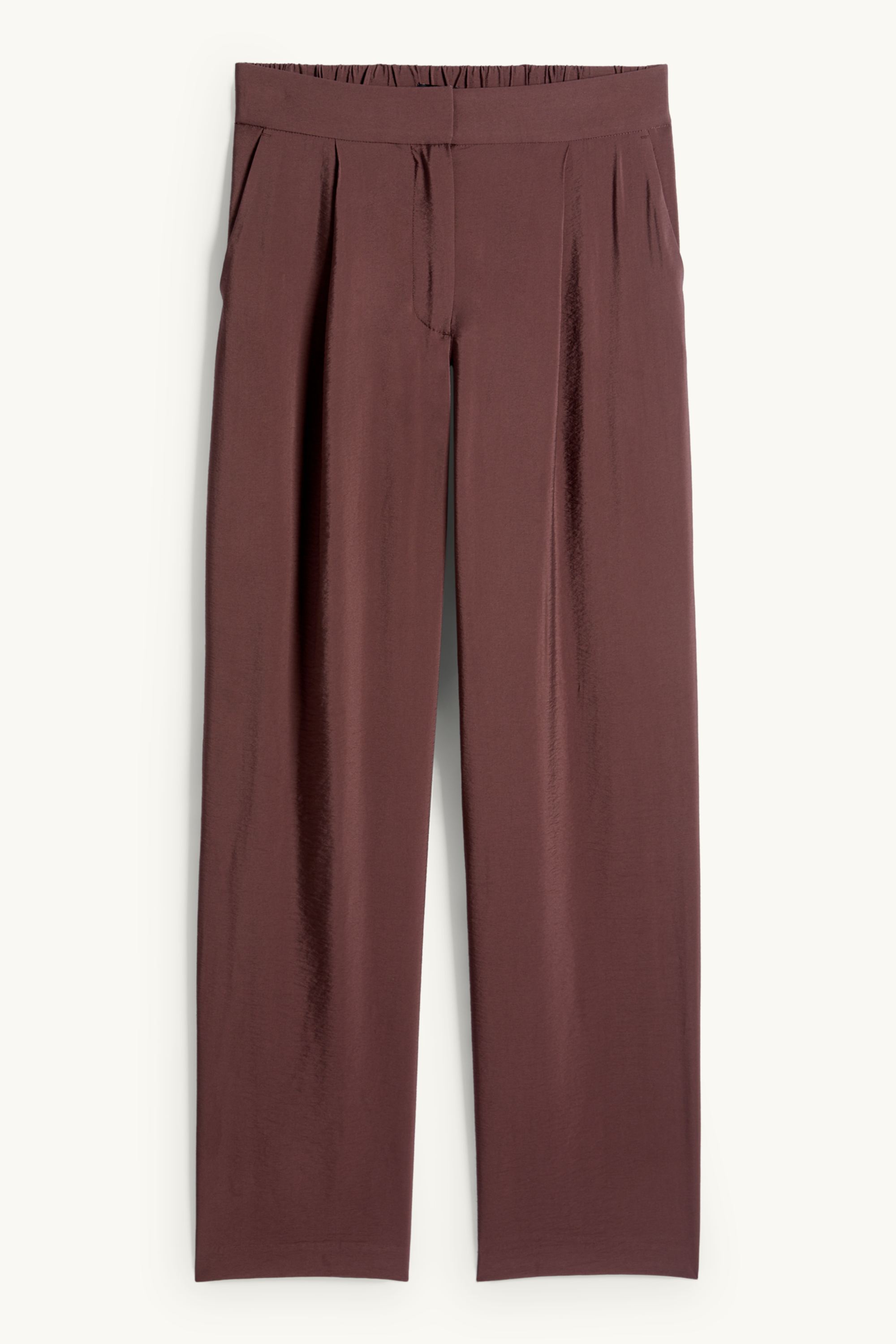 Cloth trousers - high waist - wide leg dark brown