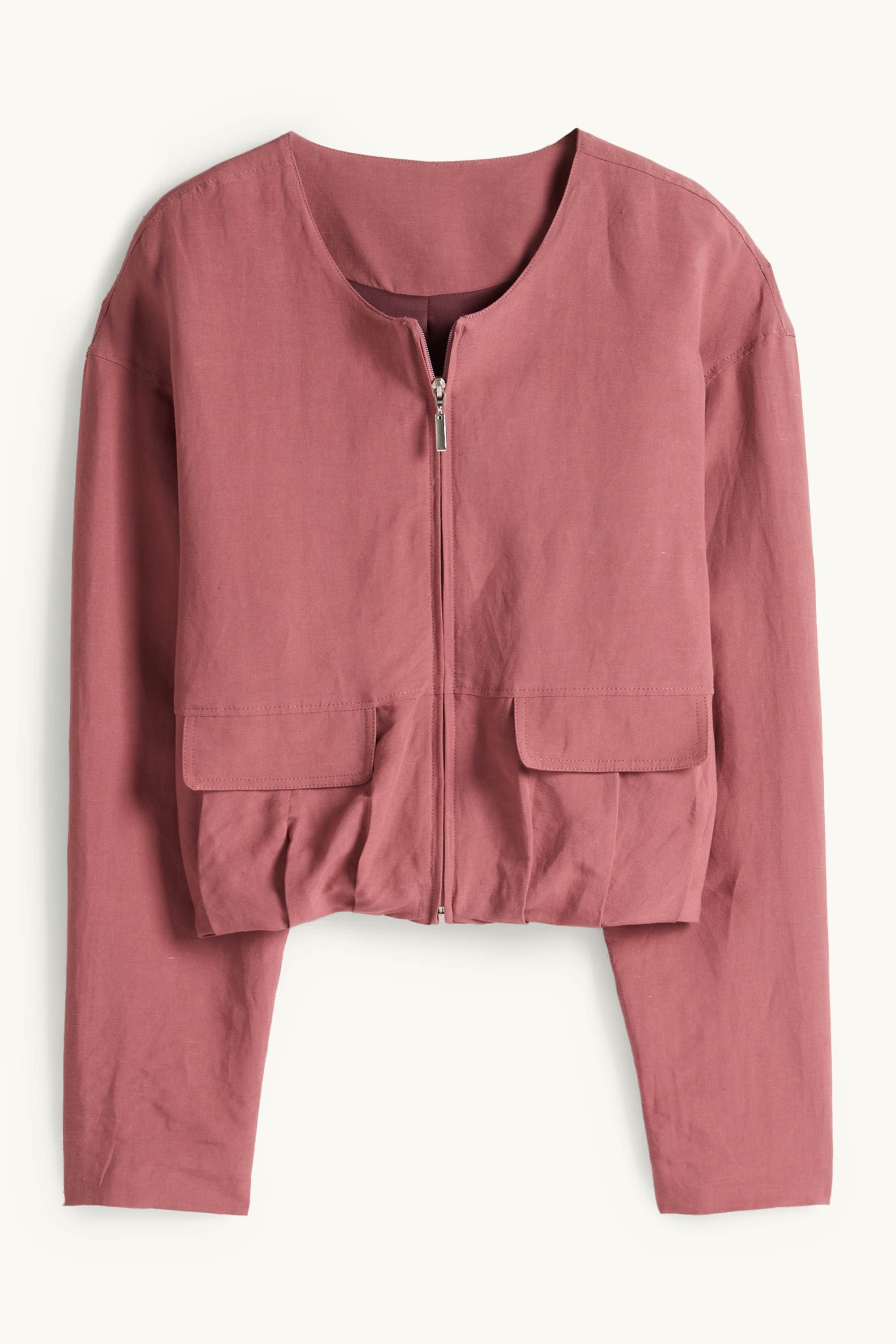 Bomber jacket with linen content dark rose