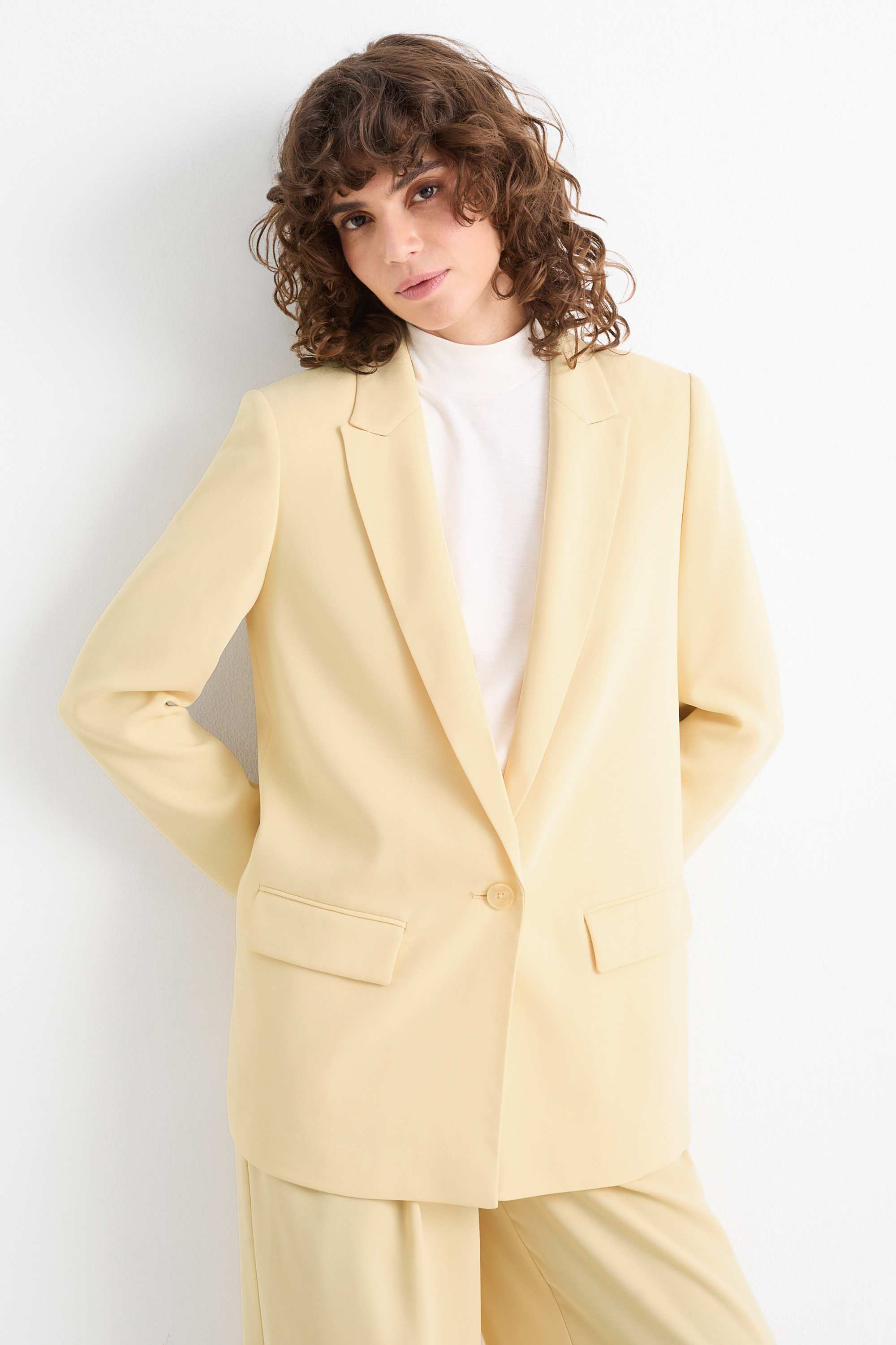 Long blazer - regular fit light yellow