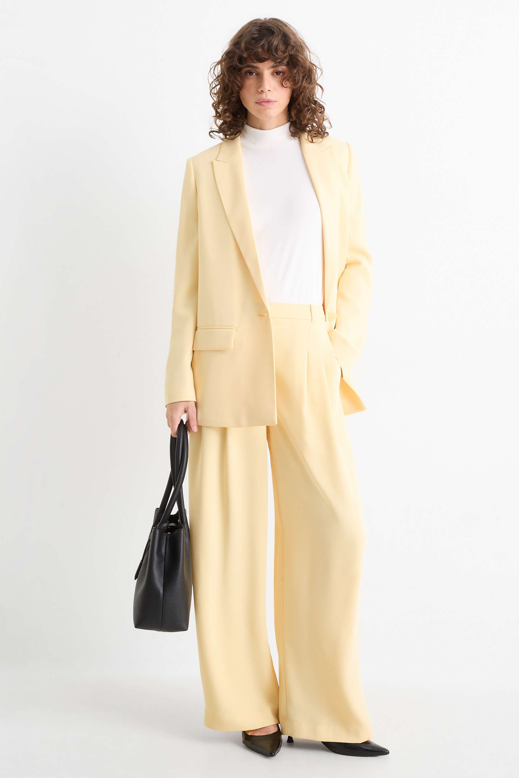 Long blazer - regular fit light yellow