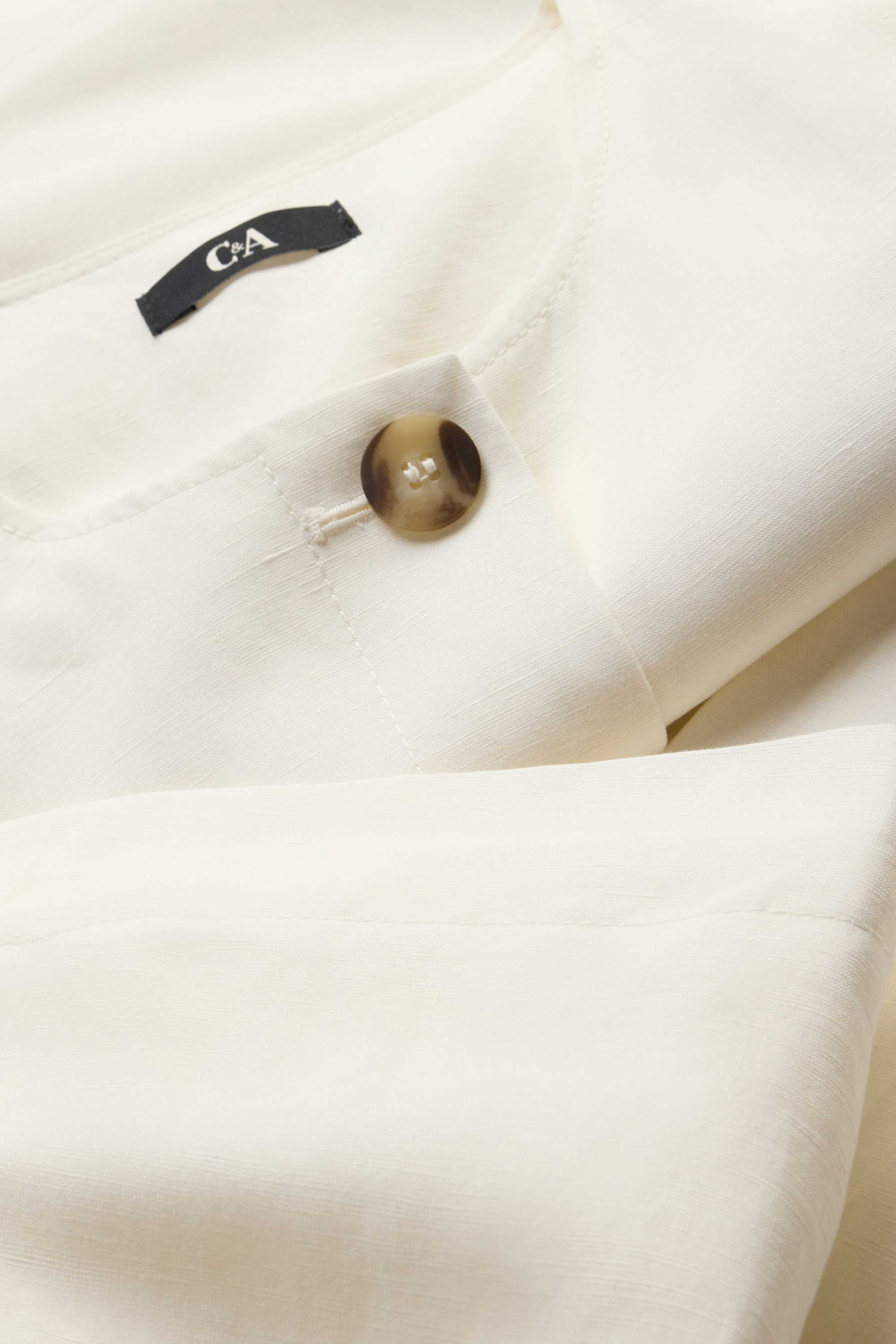 Cropped blazer with linen content - slim fit white