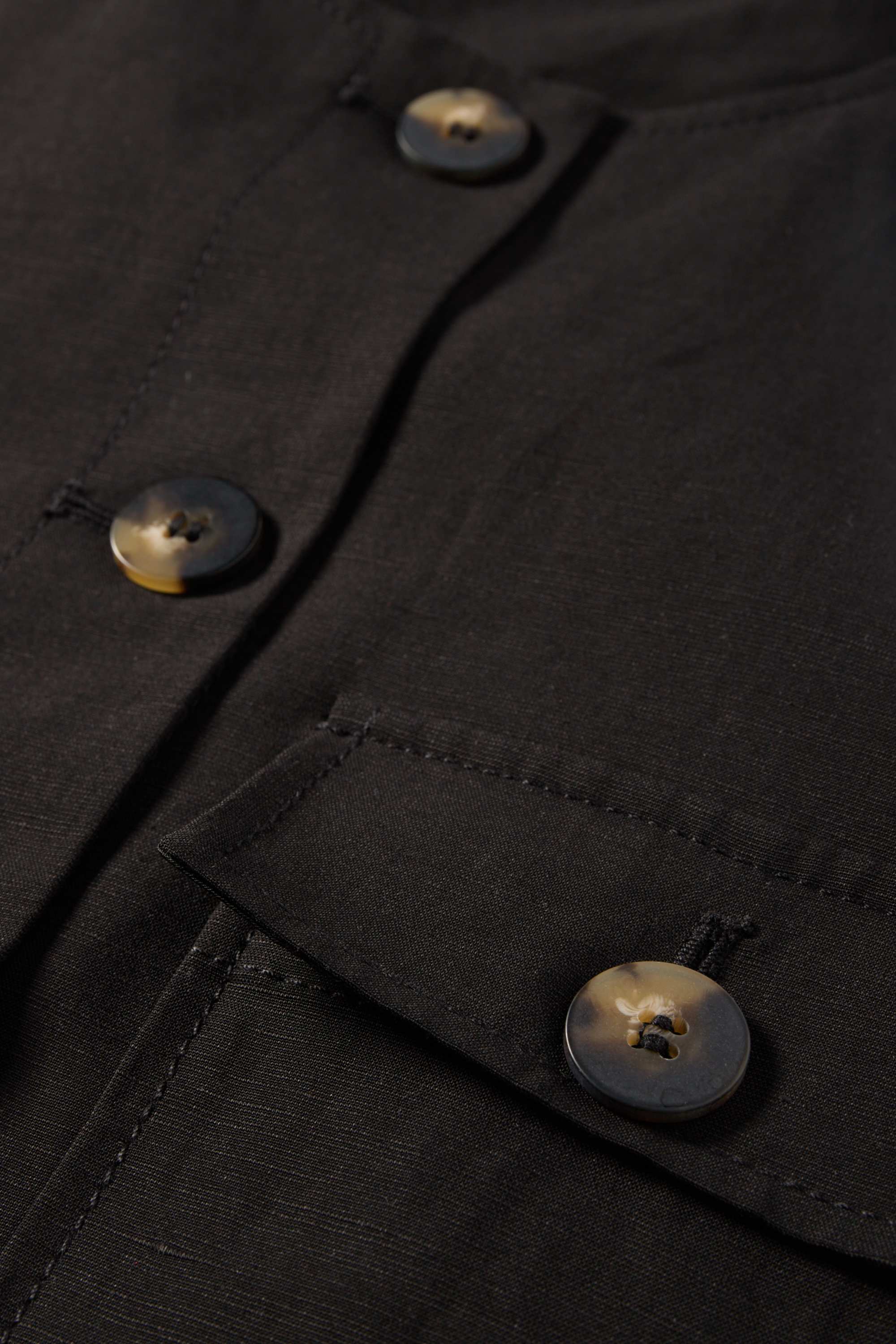 Cropped blazer with linen content - slim fit black