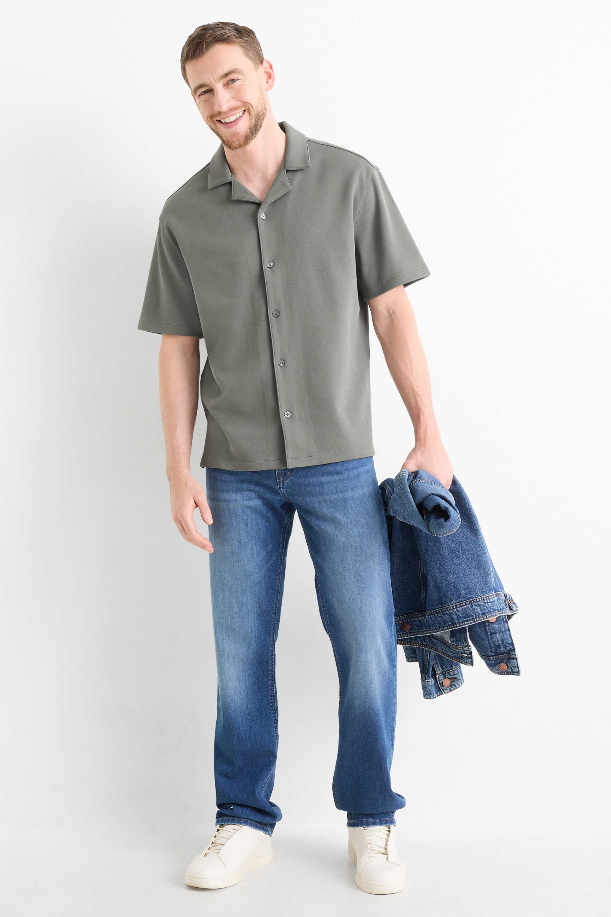 Shirt - regular fit - lapel collar gray
