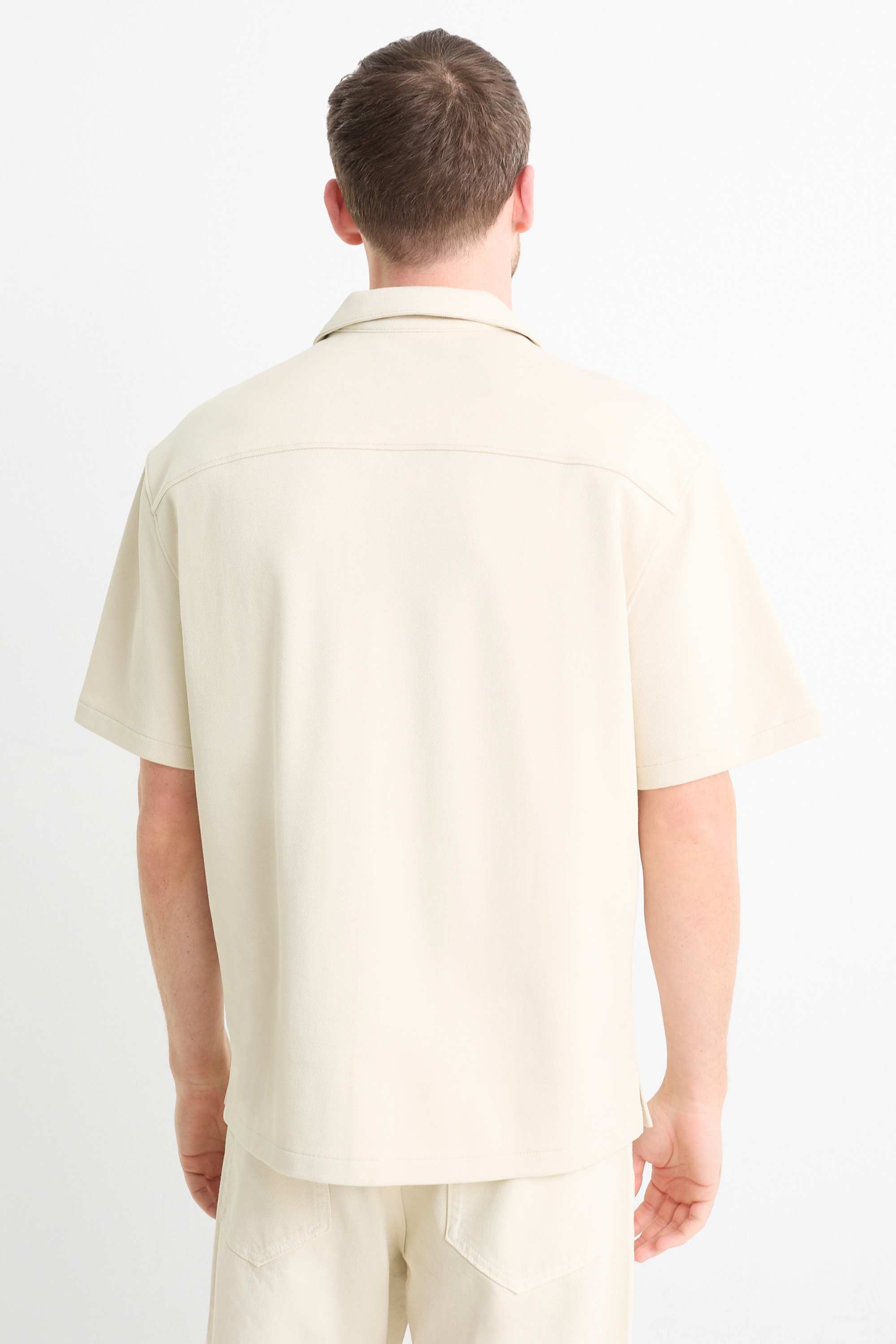Shirt - regular fit - lapel collar cremewhite