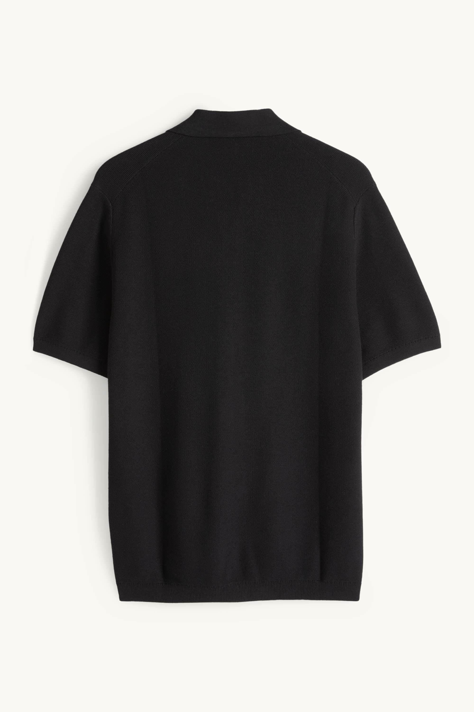 Knitted polo shirt - regular fit - textured black