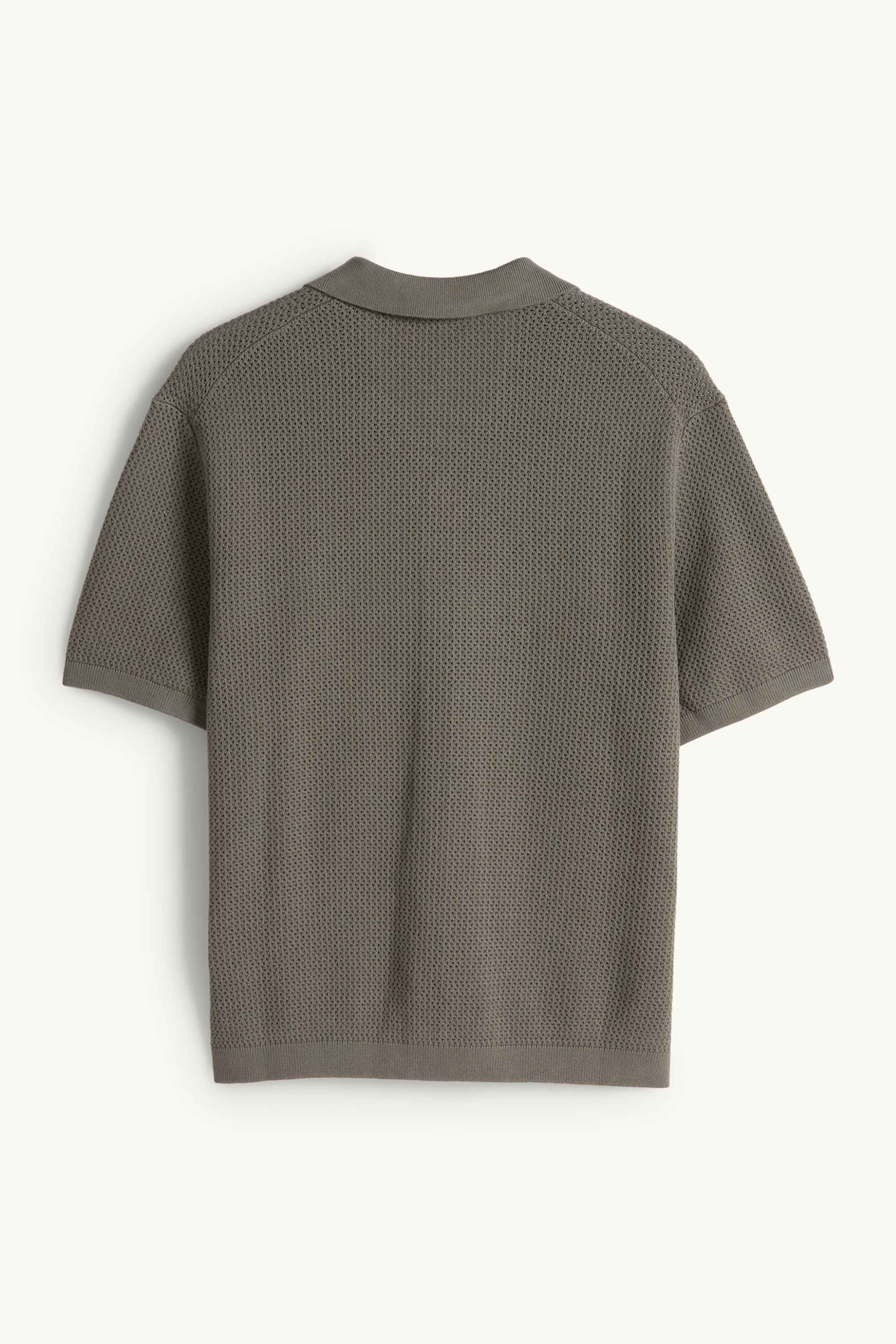 Knitted shirt - regular fit - lapel collar dark green