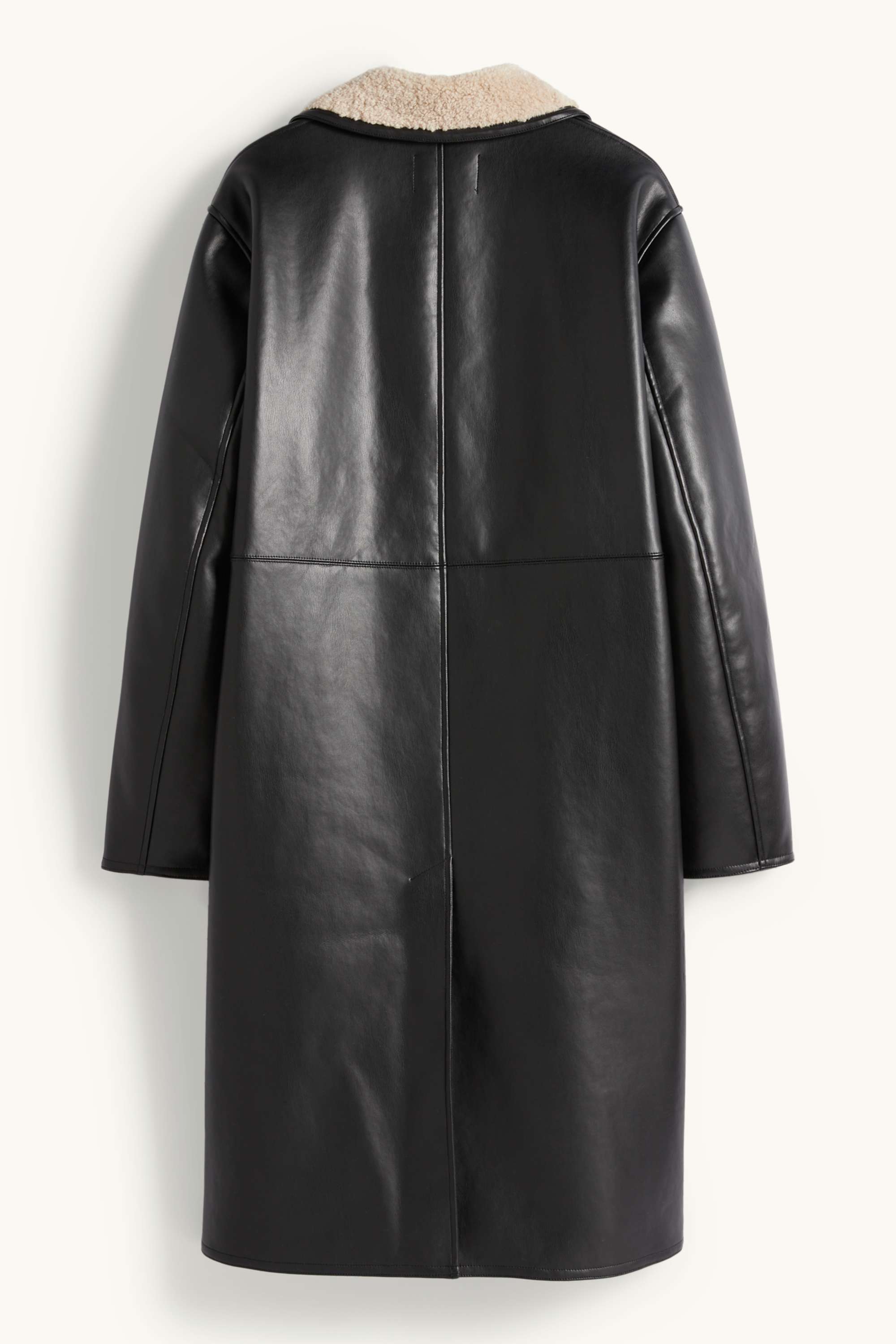 Faux shearling coat - faux leather black