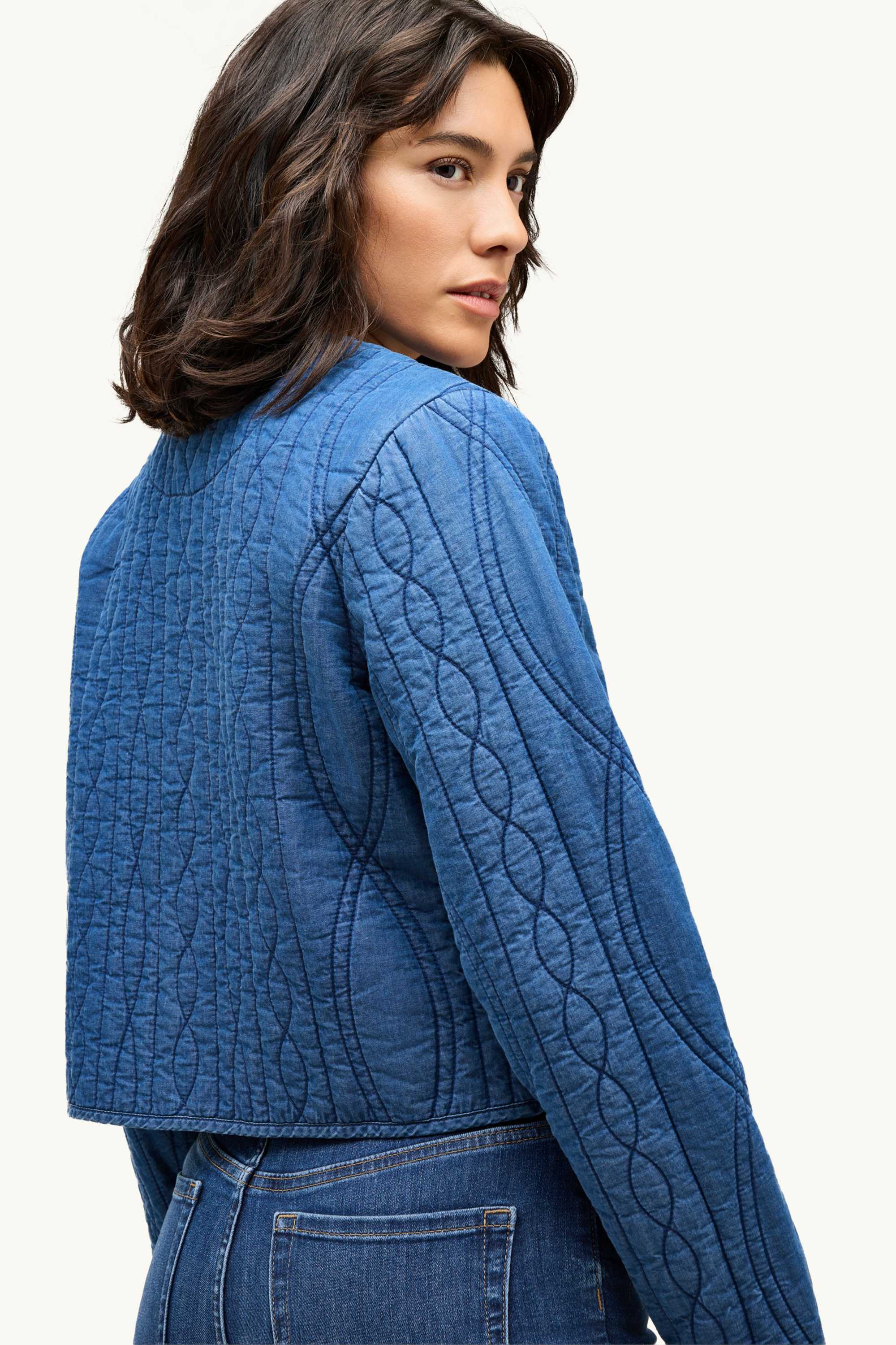 Quilted denim jacket dark blue