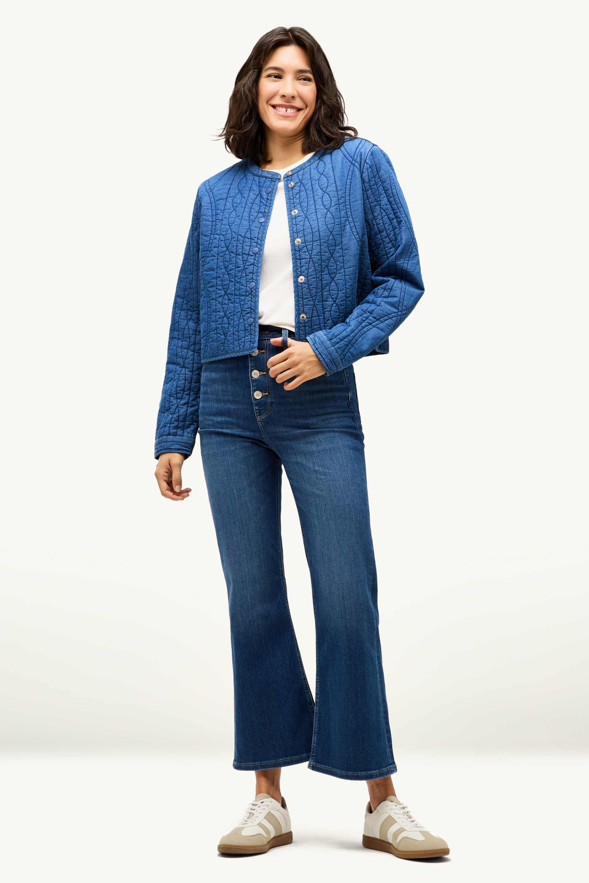 Quilted denim jacket dark blue